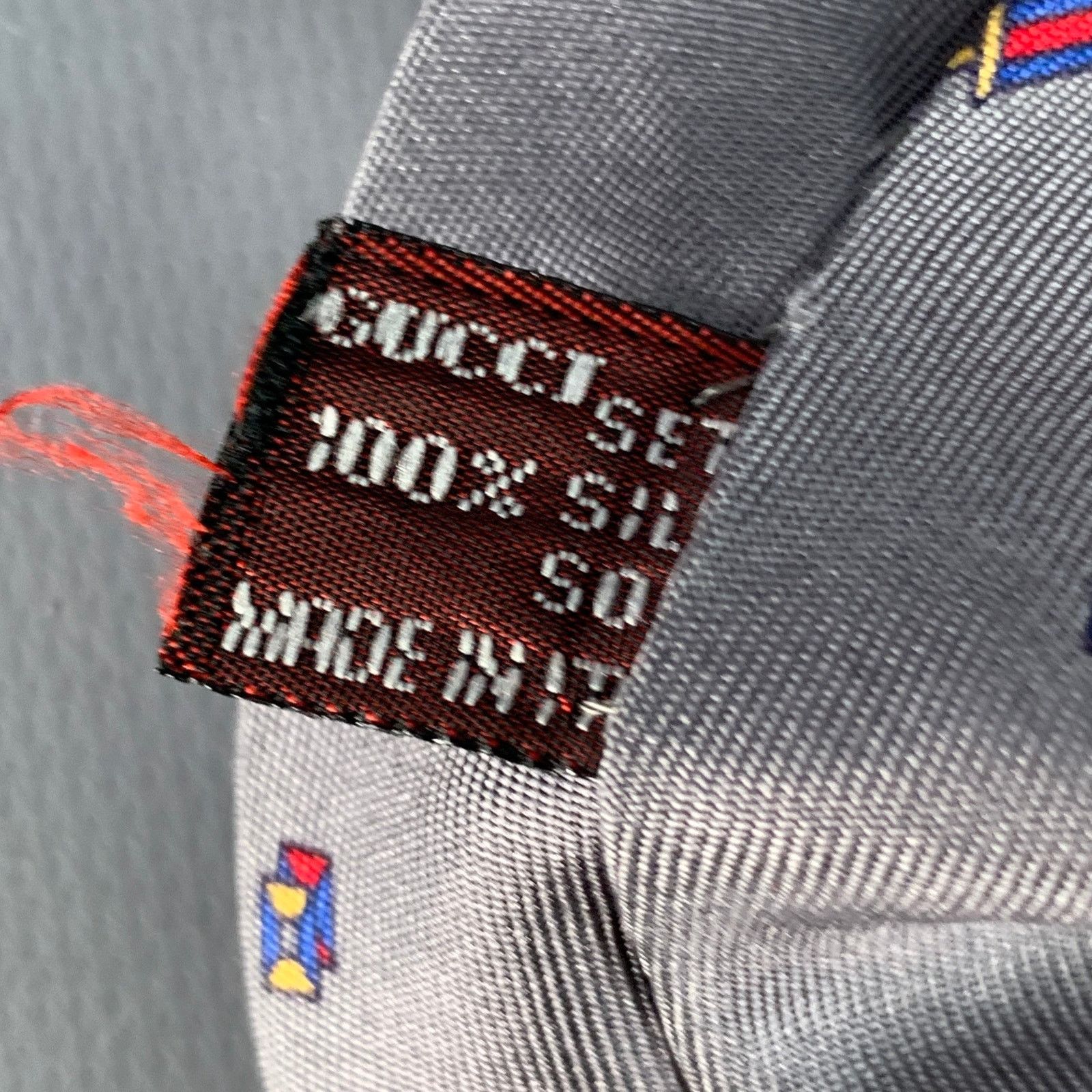 Gucci Vintage Slate Grey Red Horsebit Diagonal Stripe Silk Tie Size ONE SIZE - 5 Thumbnail