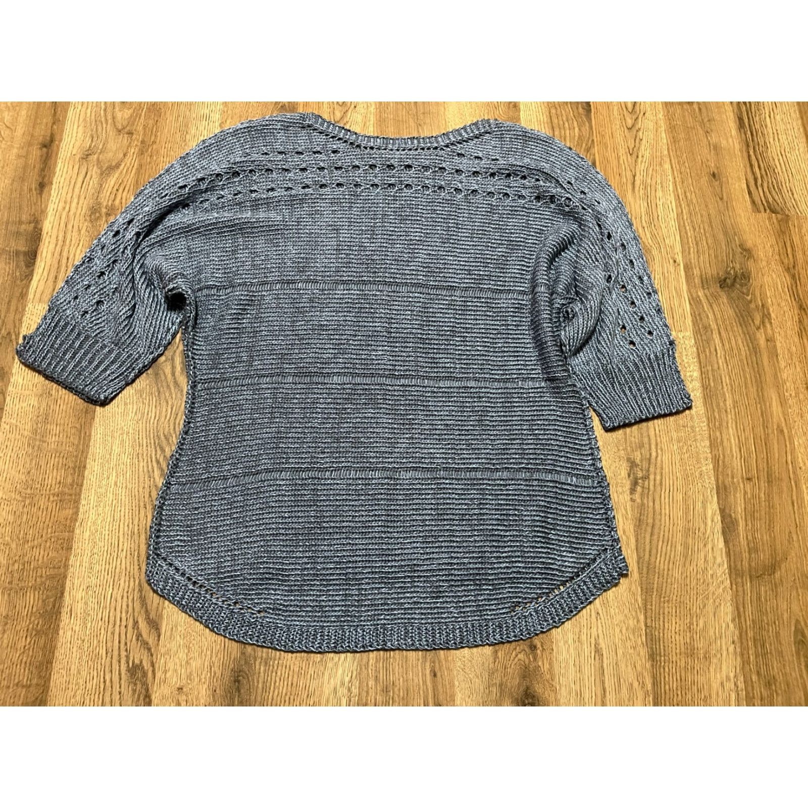 Vintage Bua Bua Shirt Women's Large Blue Knitted 3/4 Sleeve T-Shirt Pullover Casual Modern Knit Round Neck Regular Size L / US 10 / IT 46 - 2 Thumbnail