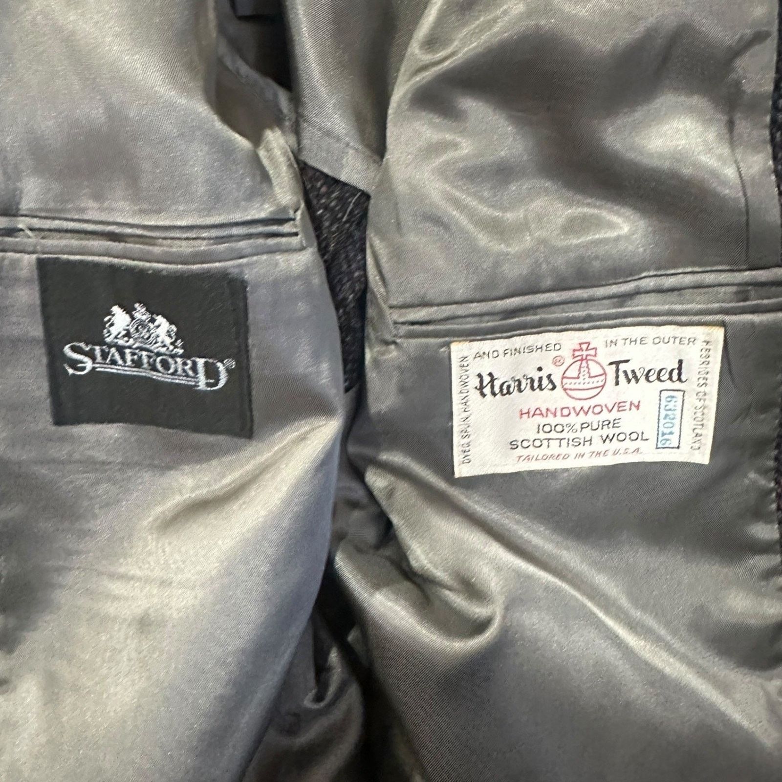 Stafford Stafford x Harris Tweed Striped 44R Wool Sport Coat Blazer Size 44R - 3 Thumbnail