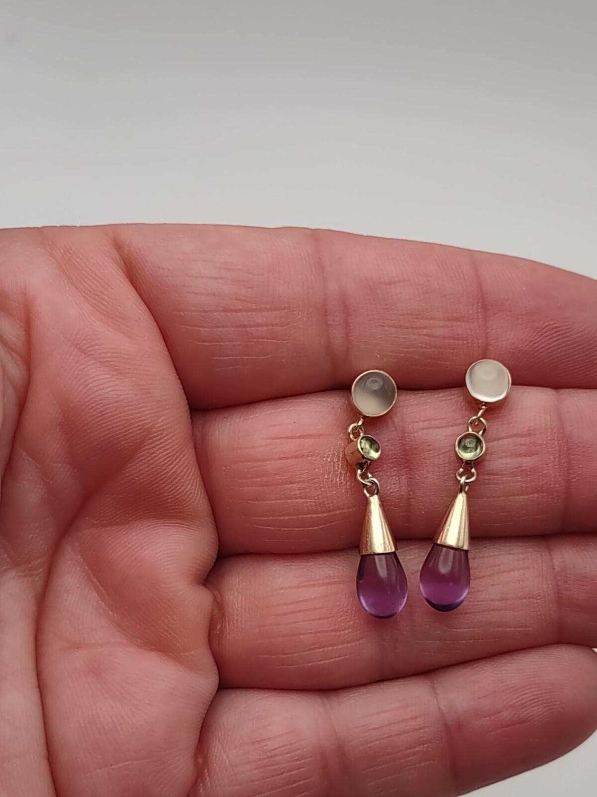 The Unbranded Brand 925 Sterling Silver Multi-Color Stone Dangle Earrings 2.4g Size ONE SIZE - 3 Thumbnail