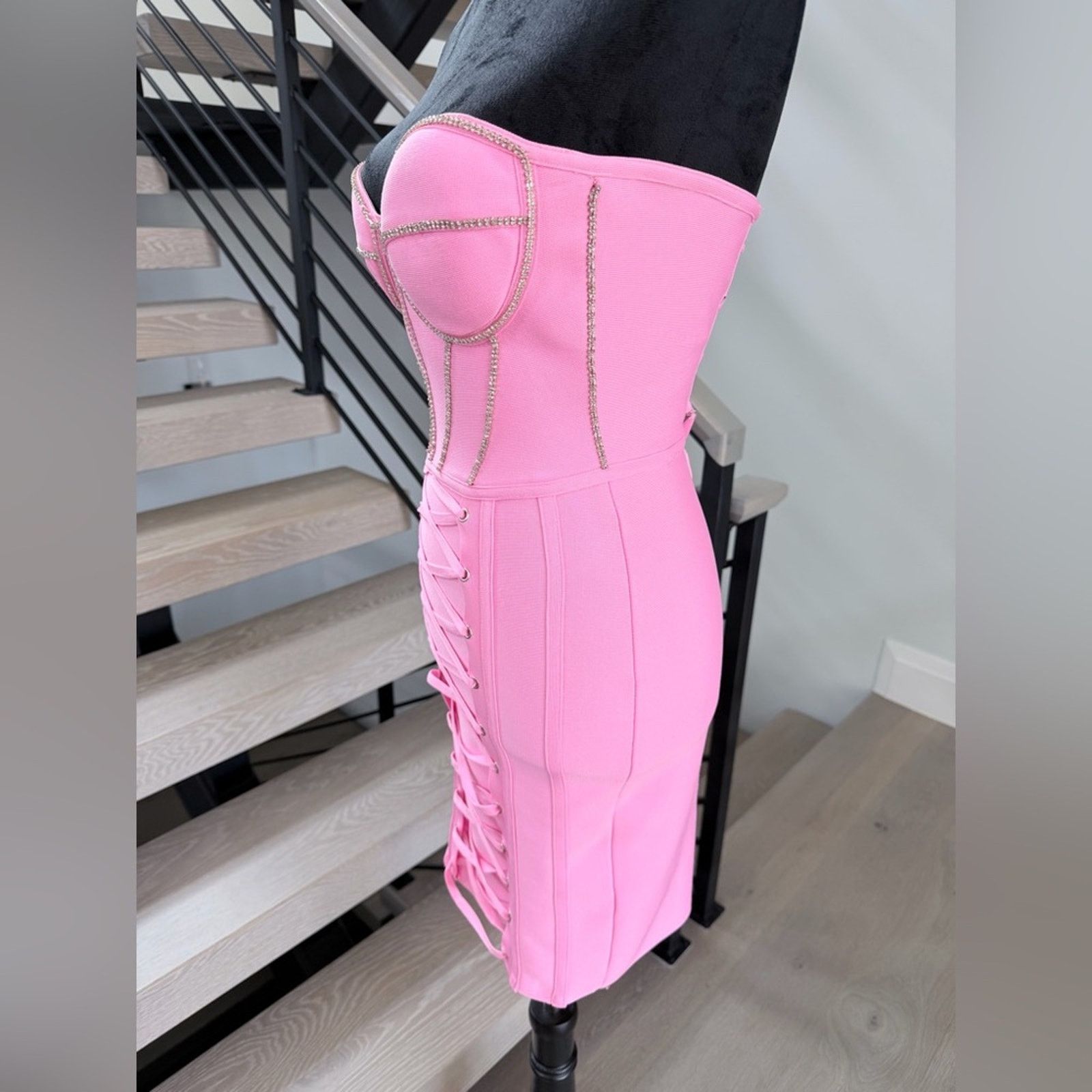 New Y2K Bodycon Pink Corset Style Summer Strapless Dress -  wpequipmentugltd.com