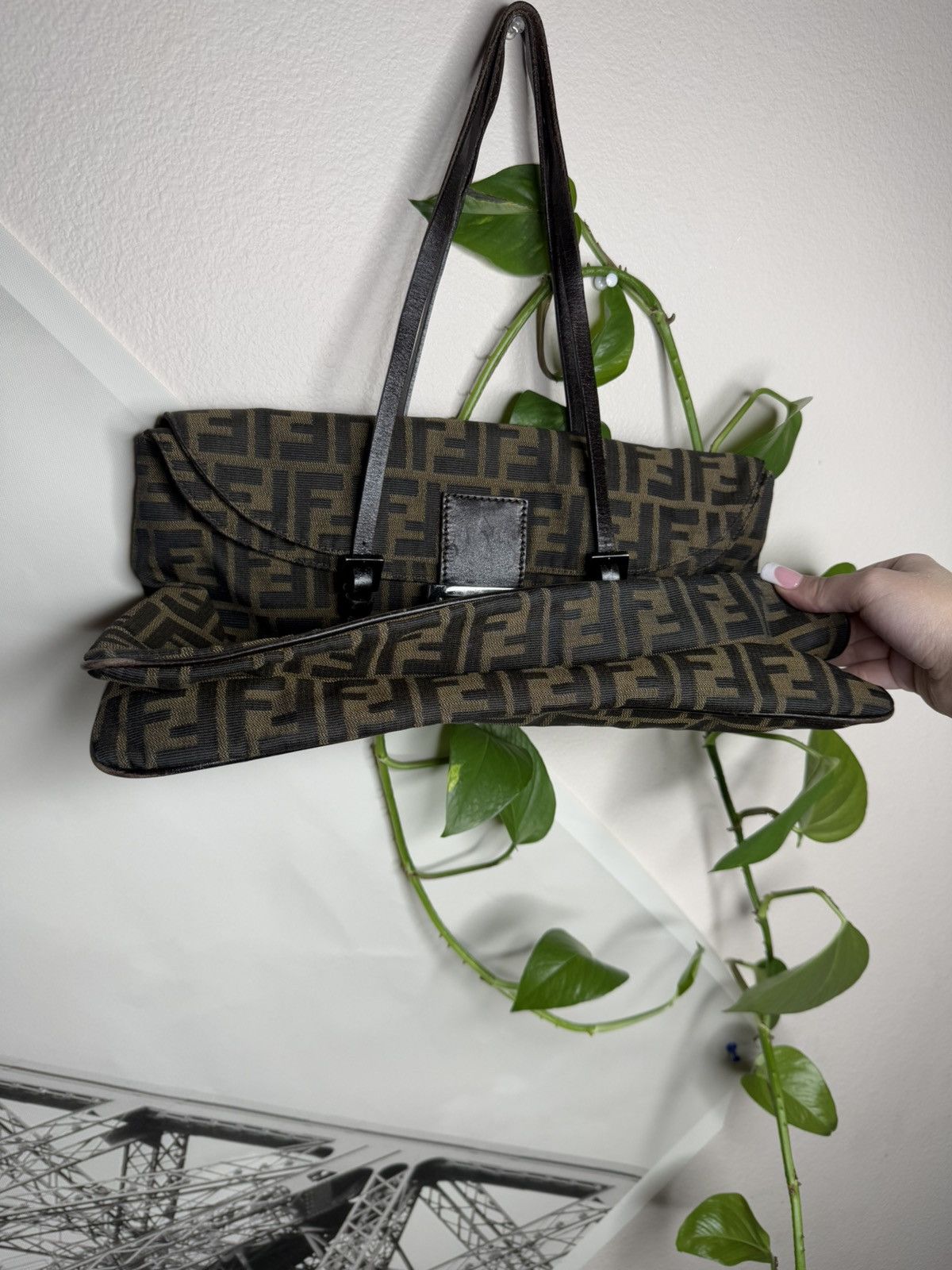 Fendi 🤎Iconic Fendi Zucca Monogram Tote with Leather Straps 🤎 Size ONE SIZE - 22 Thumbnail