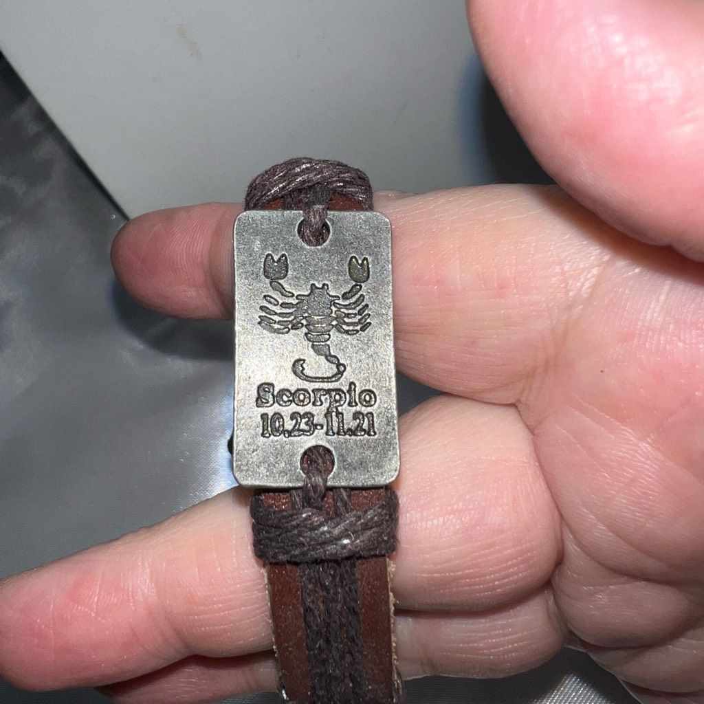 Other Leather and Silver Tone Scorpio Hand Made Bracelet Size ONE SIZE - 6 Thumbnail
