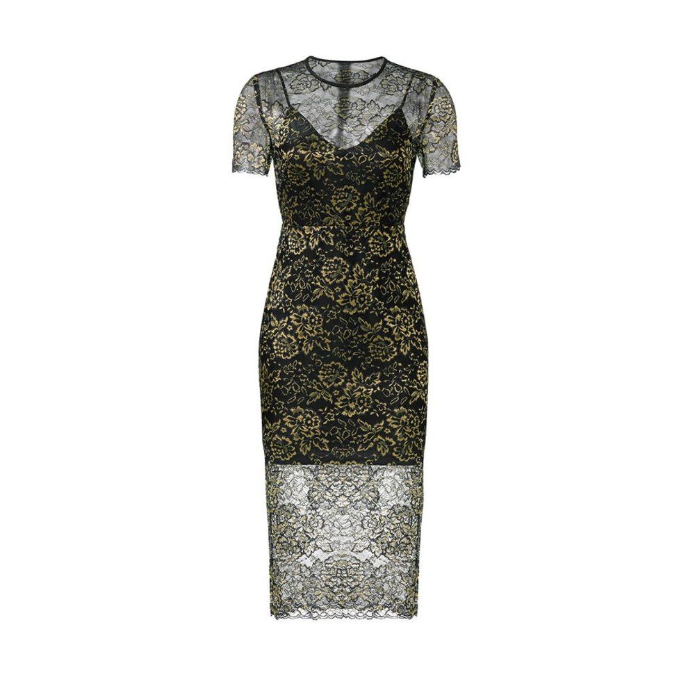 Diane von Furstenberg $468 Diane von Furstenberg Black Gold Sheath Dress Size 2 Size XS / US 0-2 / IT 36-38 - 4 Thumbnail