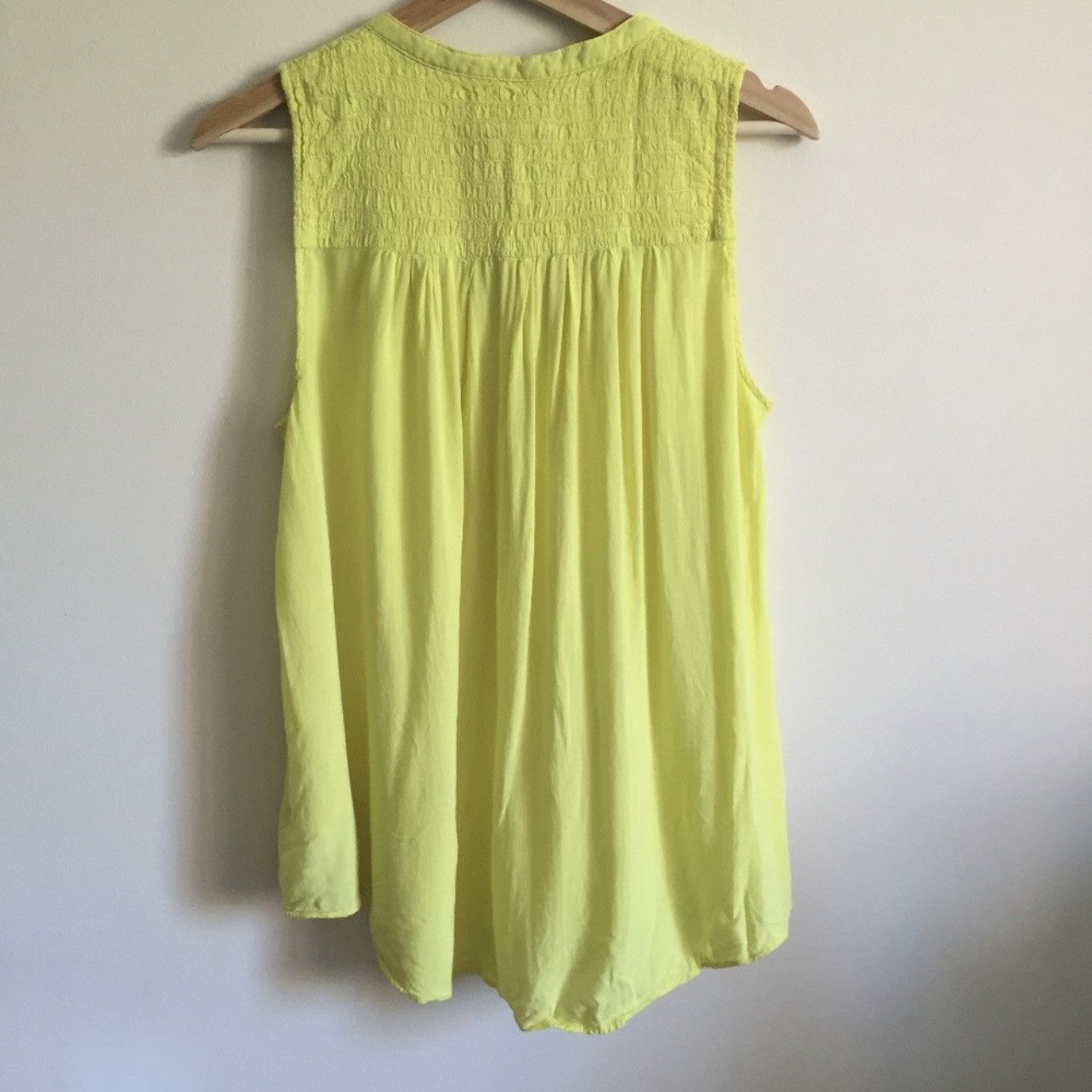 Anthropologie ANTHROPOLOGIE Yellow Smocked Button Up Tank Top Size XS / US 0-2 / IT 36-38 - 5 Thumbnail