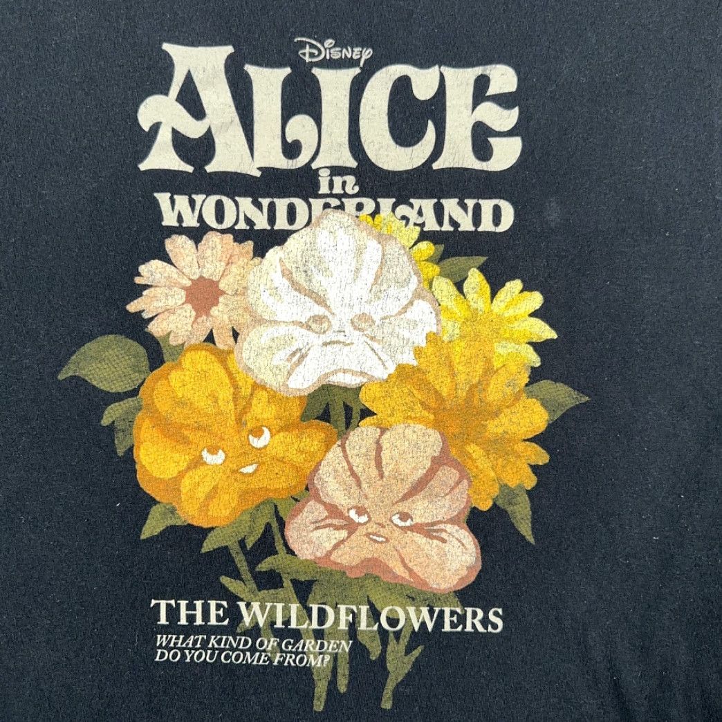 Disney Disney Alice in Wonderland Shirt Adult MEDIUM Black Cotton Crew Neck Short Sleeve T-Shirt Wildflowers Cartoon Movie Mens Size US M / EU 48-50 / 2 - 2 Thumbnail
