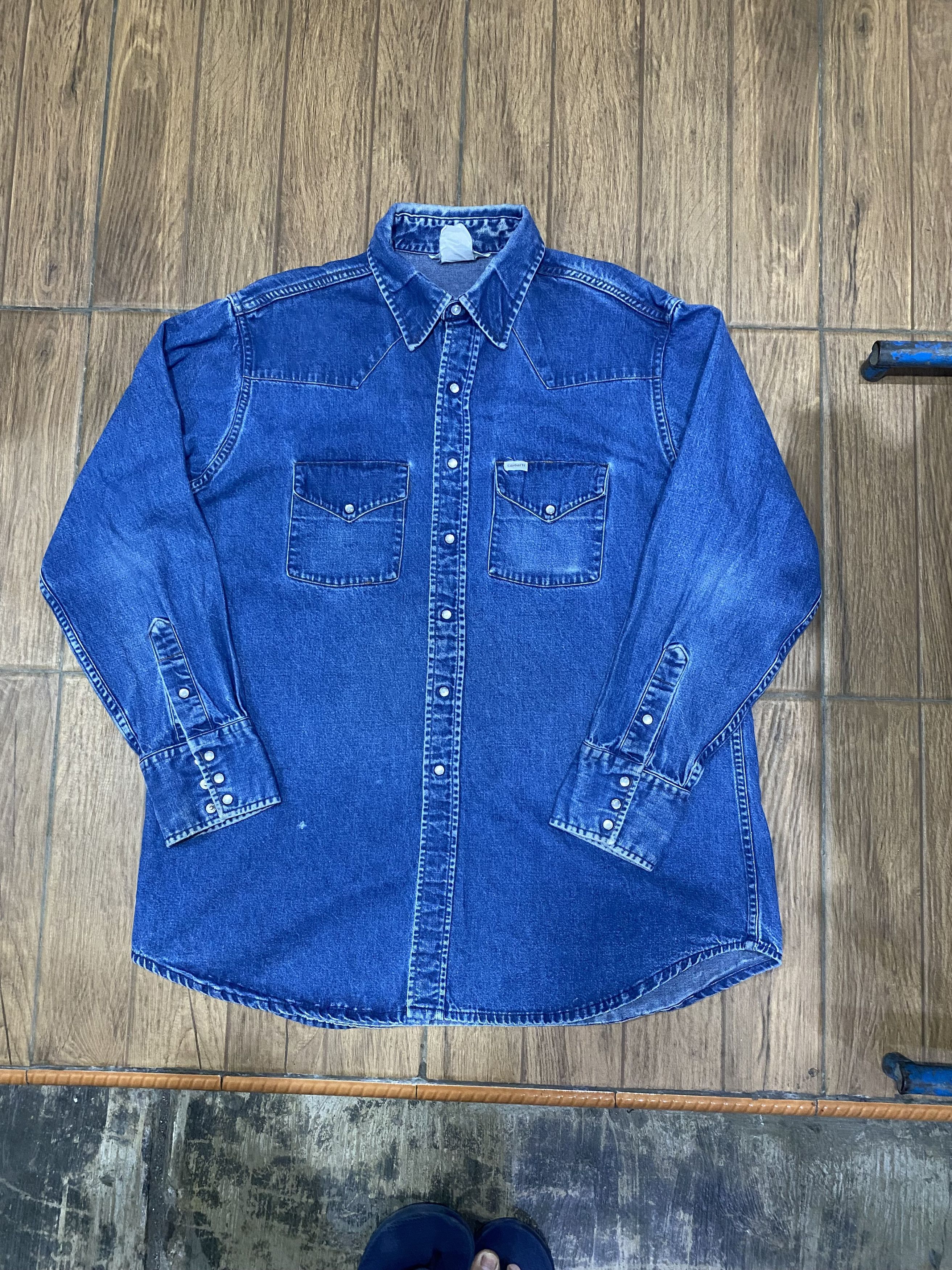Carhartt Vintage Carhartt Western Denim Shirt Size US L / EU 52-54 / 3 - 1 Thumbnail
