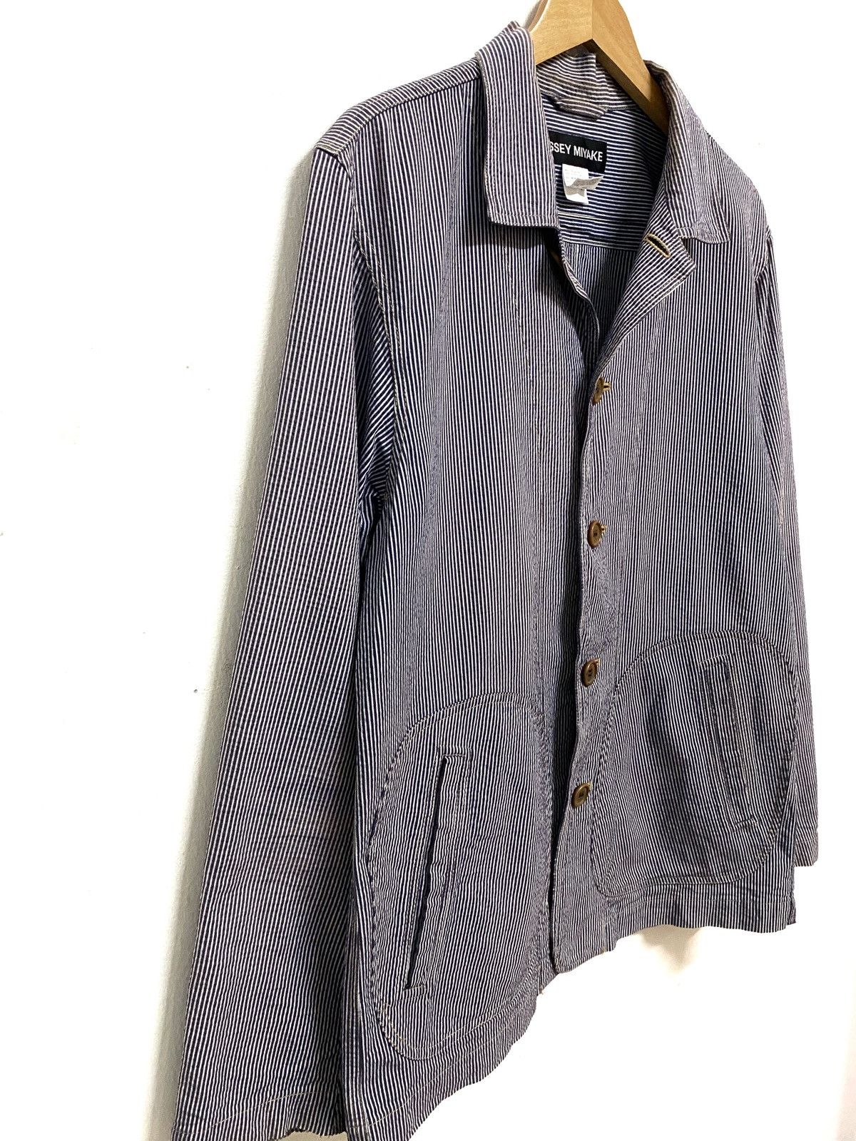 Issey Miyake Rare🔥 Issey Miyake Striped Cotton Jacket Size US L / EU 52-54 / 3 - 4 Thumbnail