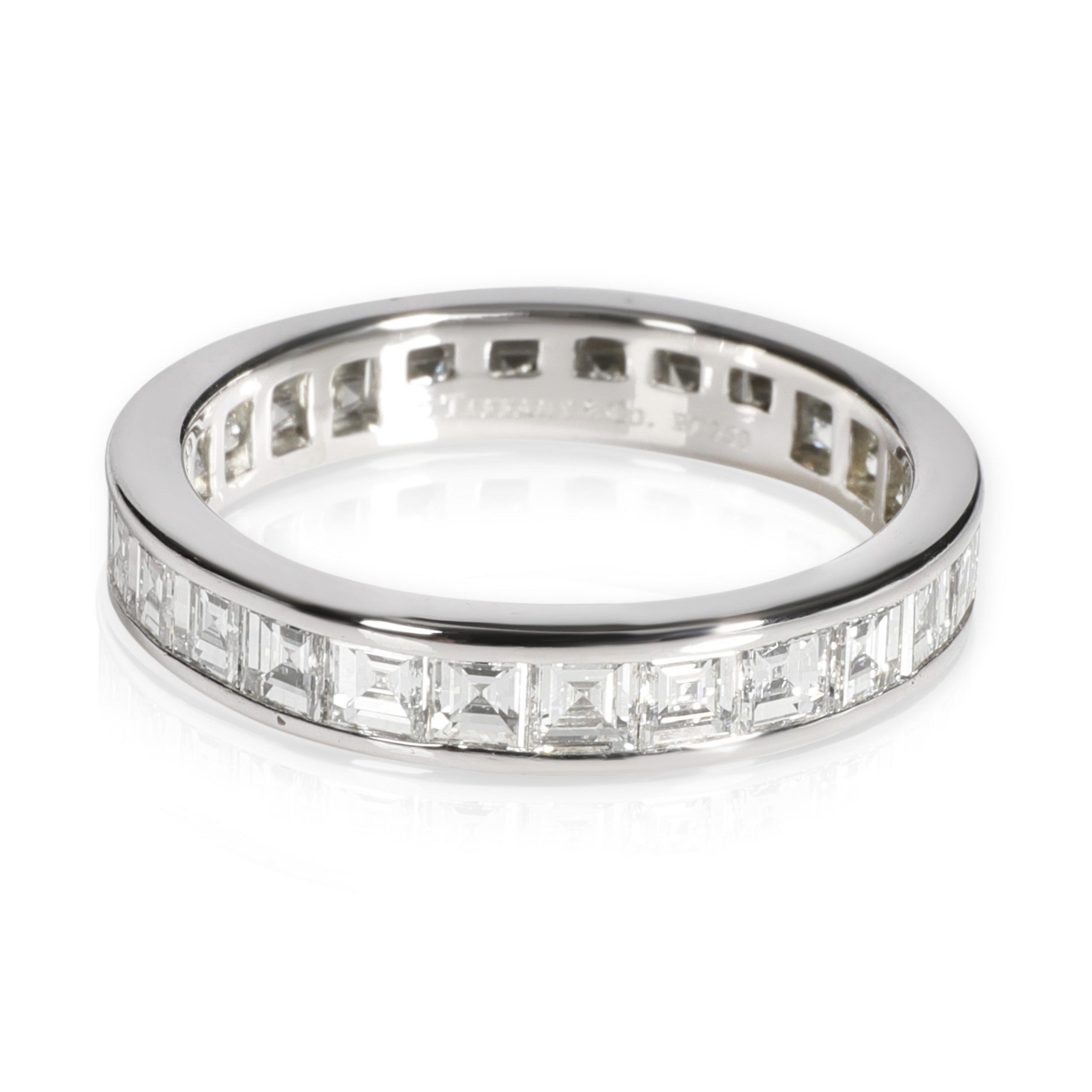 image of Tiffany Co Tiffany & Co. Asscher Cut Diamond Eternity Band In Platinum 2.50 Ctw in Silver, Women's