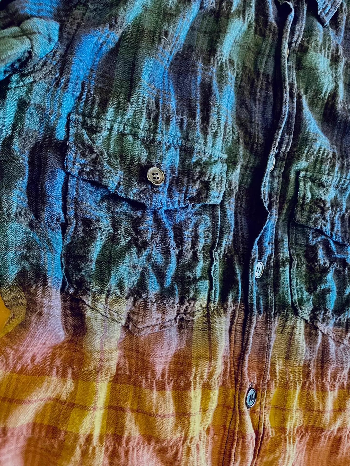 Yves Saint Laurent YSL 16ss red blue tie-dye distressed plaid shirt xs Size US XS / EU 42 / 0 - 2 Thumbnail