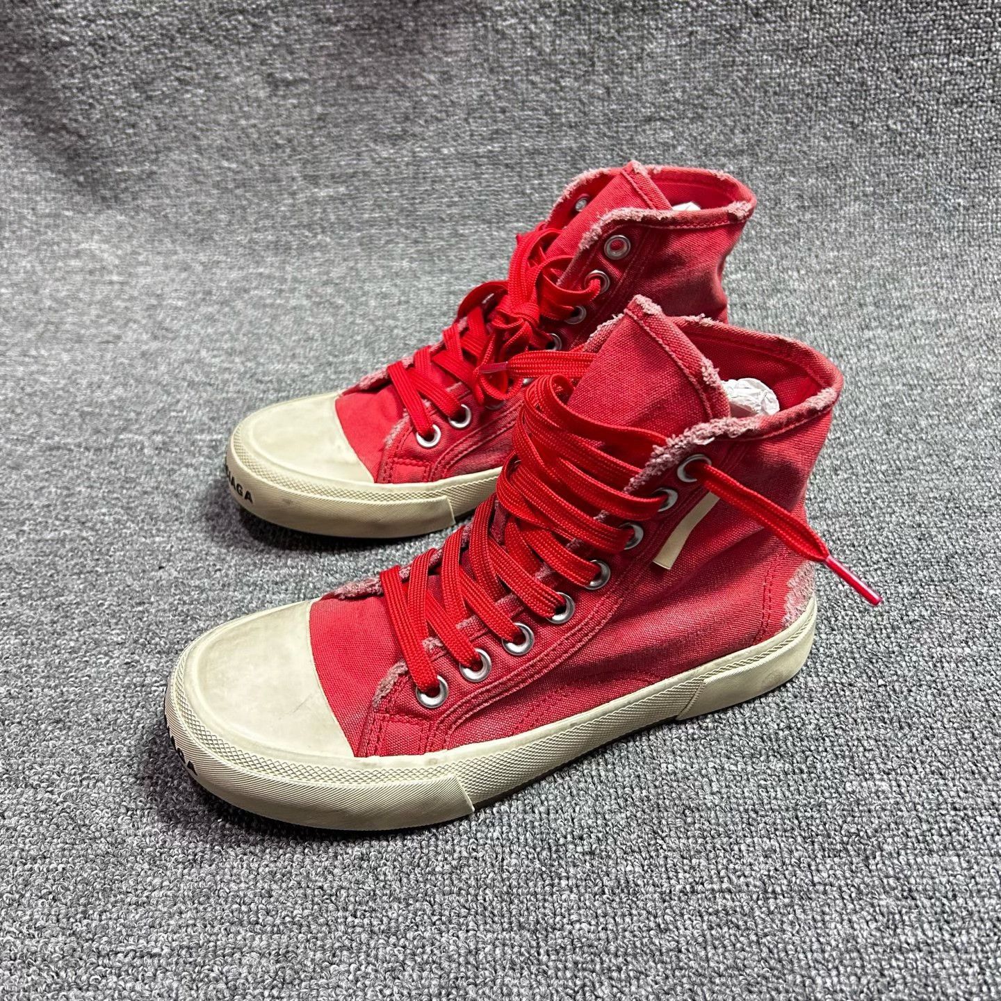 Balenciaga Balenciaga Distressed Red Hitop Sneakers 36 Women Size US 6 / IT 36 - 1 Thumbnail