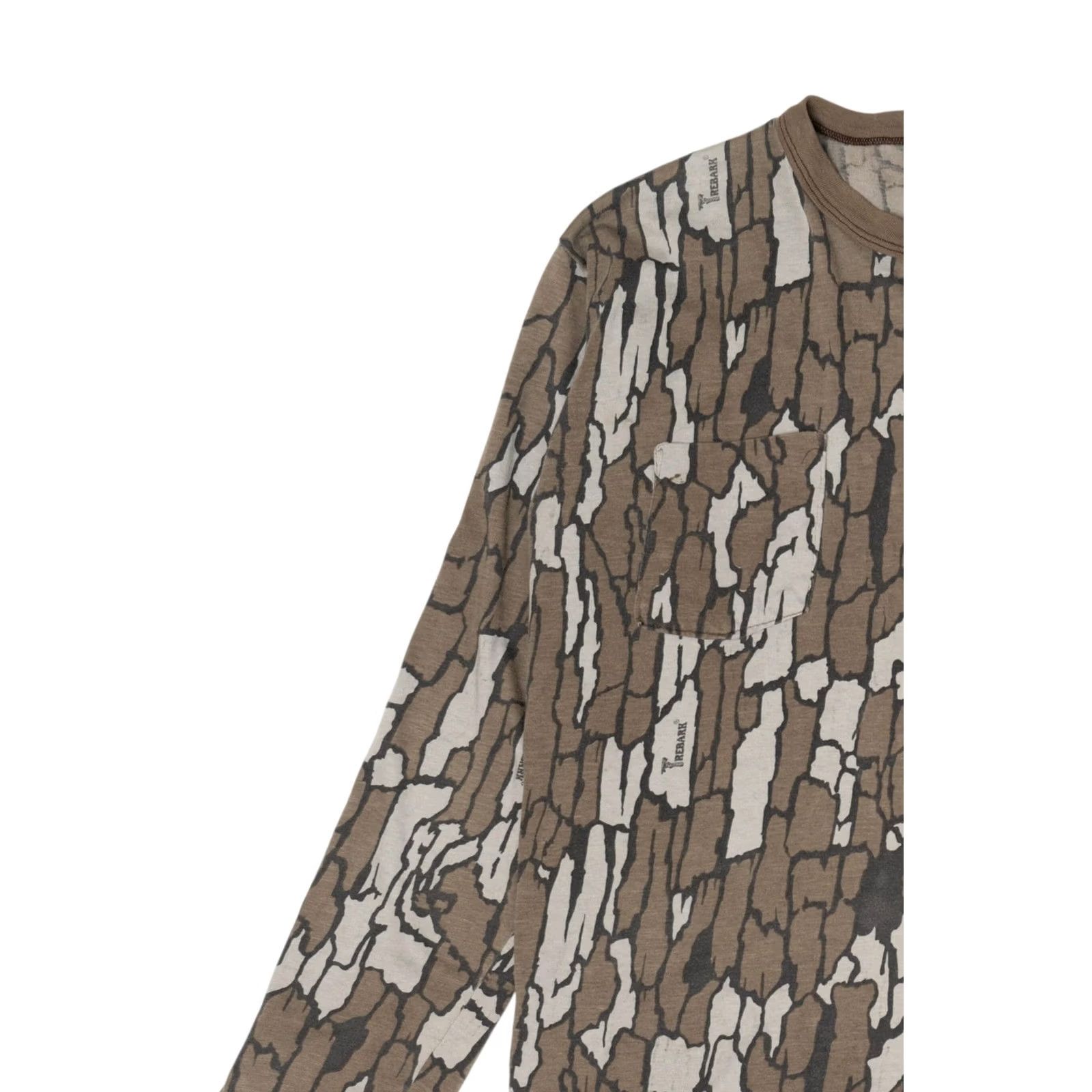 Bark VINTAGE Bark Camouflage T-Shirt Mens Medium Brown 1990s Short Sleeve Unisex Adults Size US M / EU 48-50 / 2 - 7 Thumbnail