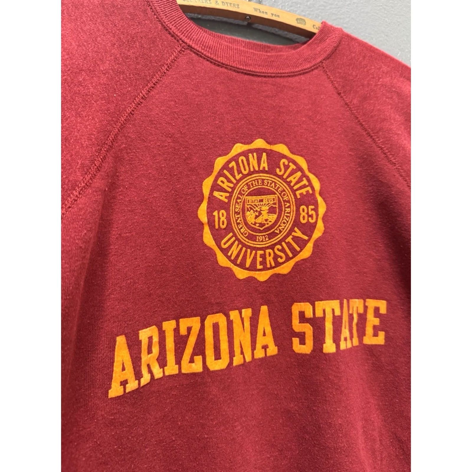 Vintage VINTAGE Artex Arizona State University Flock Print Red Sweatshirt M Men Pullover 70s University Mens Size US M / EU 48-50 / 2 - 4 Thumbnail