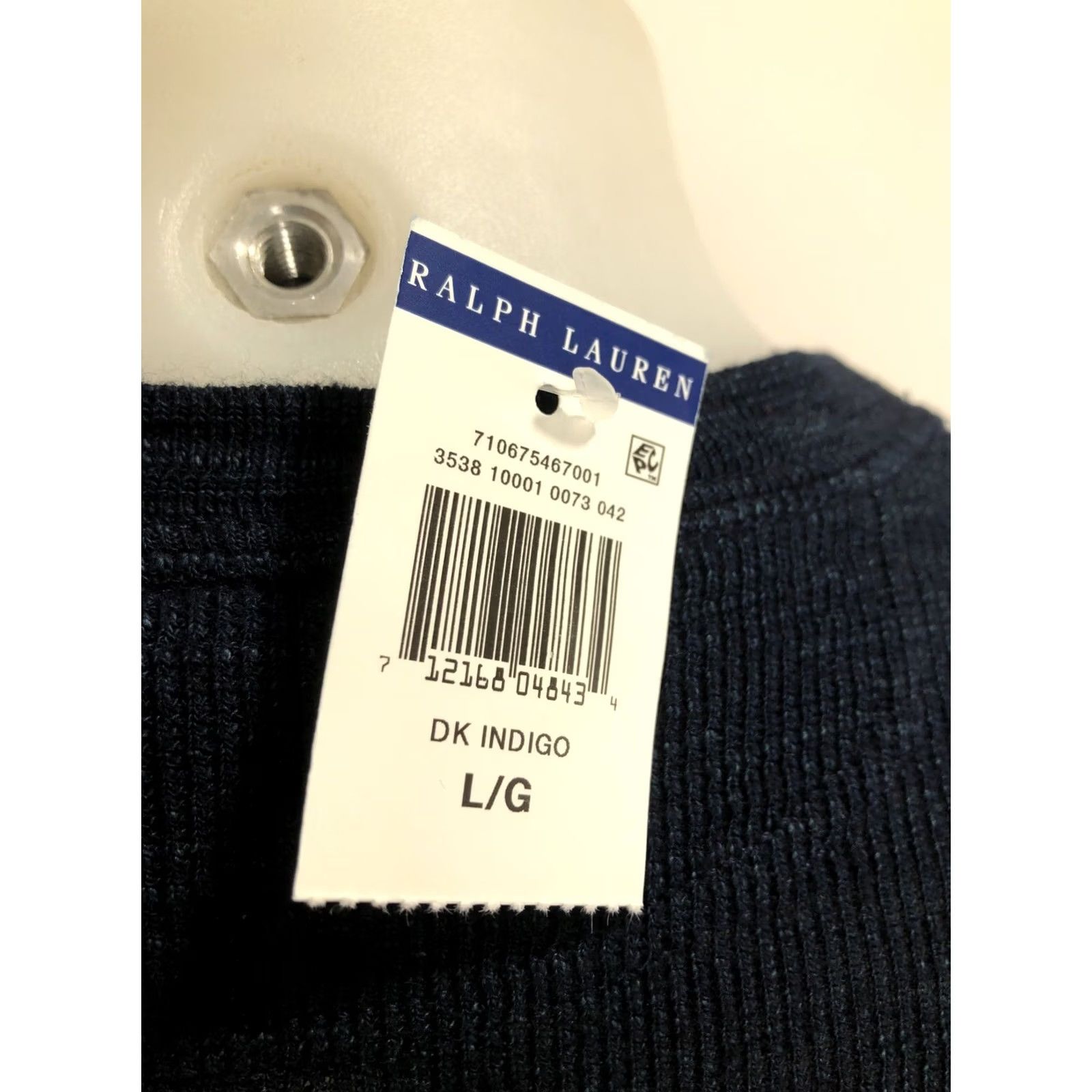 Vintage POLO RALPH LAUREN Military Theme Thermal Henley Sweater Lg Blue Men Size US L / EU 52-54 / 3 - 5 Thumbnail
