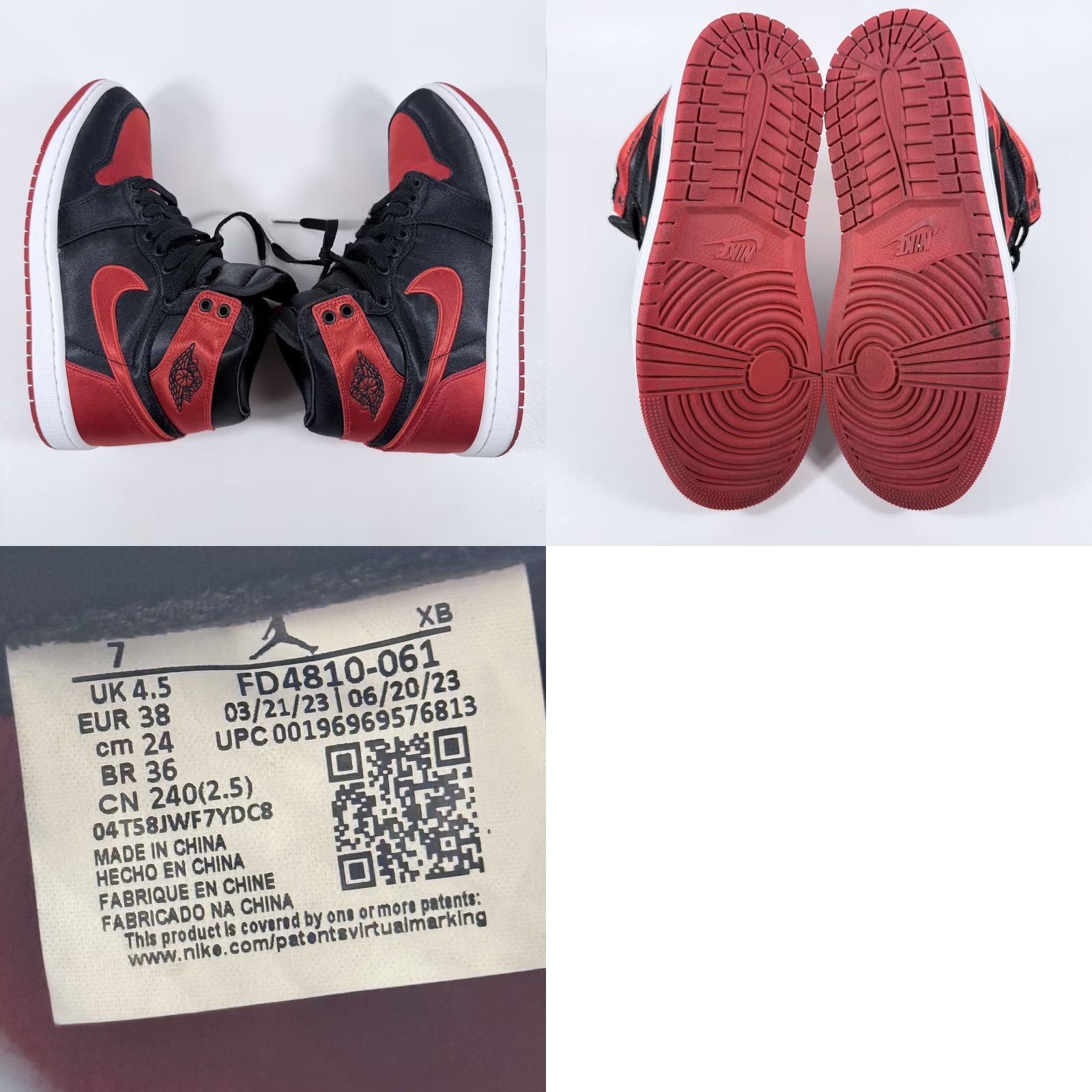 Nike Nike Air Jordan 1 High OG Satin Bred Sneakers Women's Red/Black High Top 7 Size M / US 6-8 / IT 42-44 - 8 Thumbnail