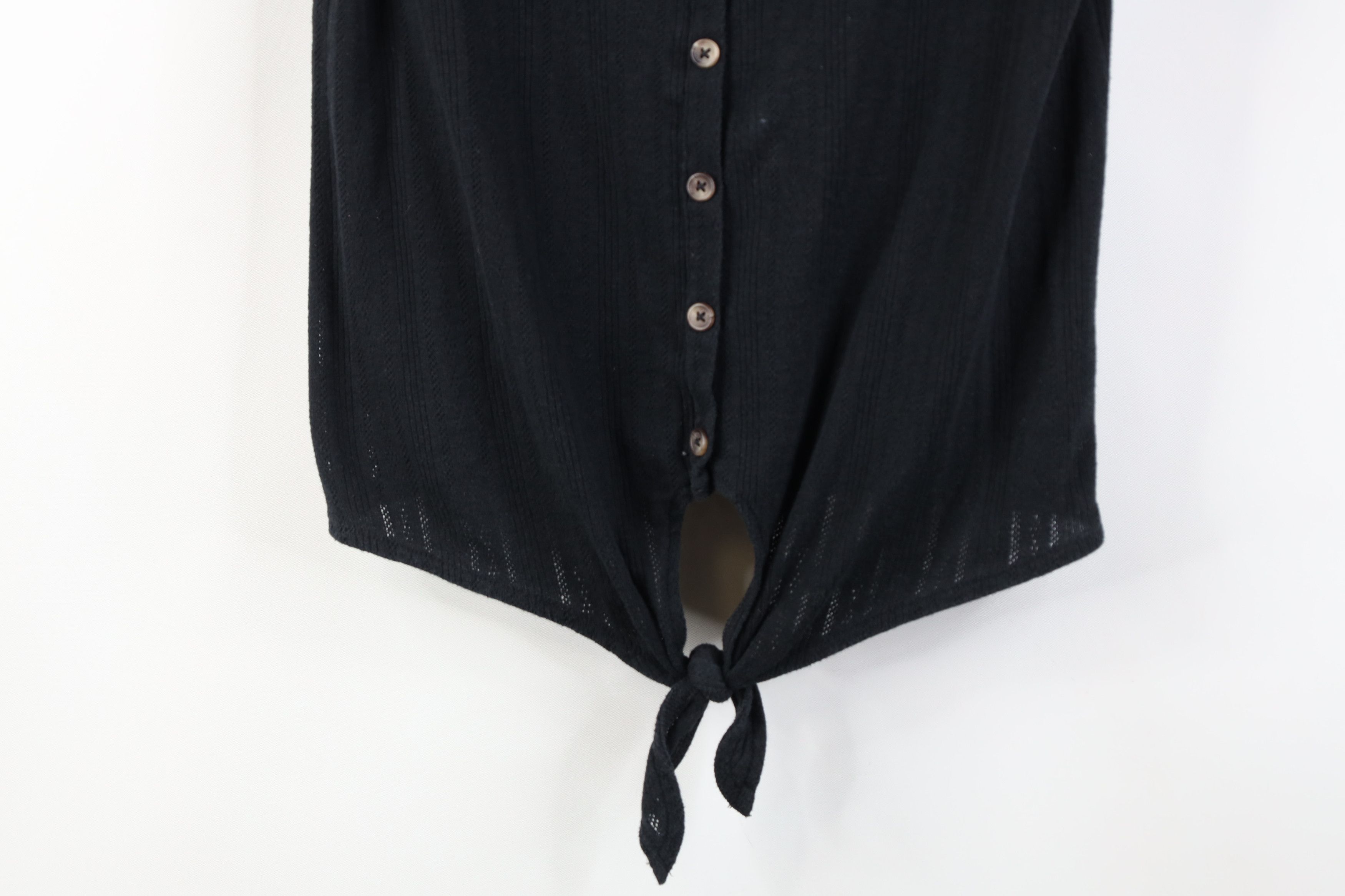 American Eagle Outfitters Vintage 90s Y2K American Eagle Tie Knit Button T-Shirt Black Size S / US 4 / IT 40 - 3 Thumbnail