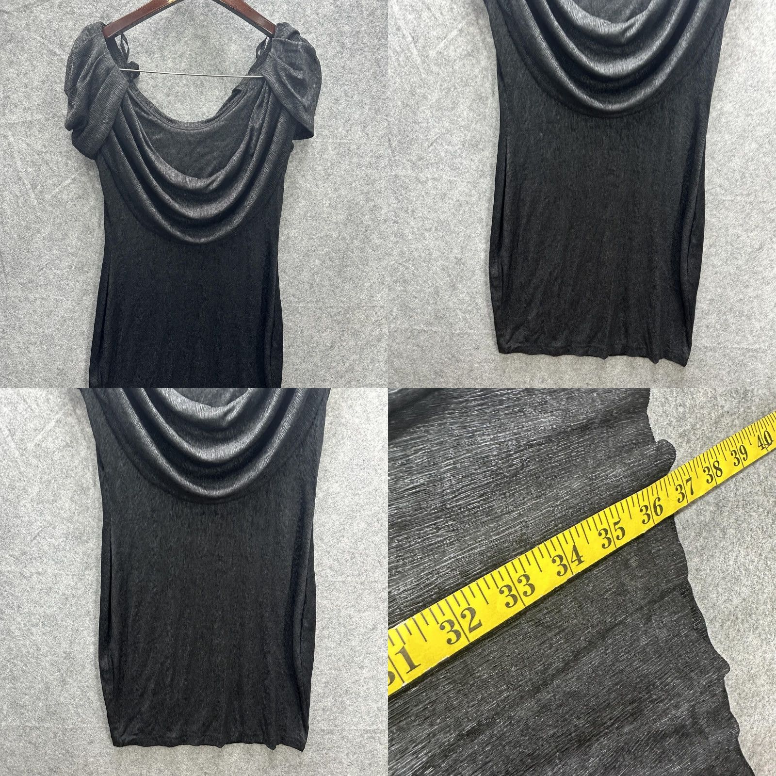 Vintage VINTAGE A La Carte Dress Womens 11-12 Black Cowl Neck Ruched Party Mini 80s Size XL / US 12-14 / IT 48-50 - 8 Thumbnail