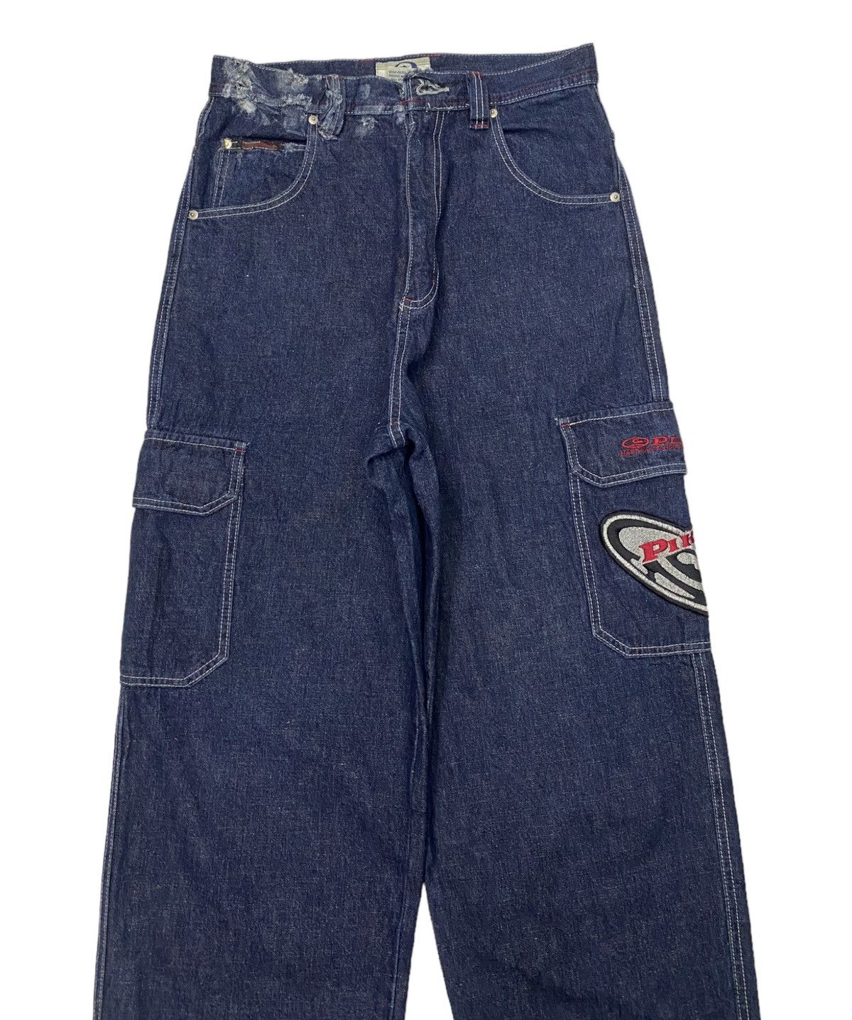 JNCO 🔥BAGGY DENIM CARGO PANTS PIKO HAWAIIAN DISTRESS RIPS DENIM Size US 30 / EU 46 - 7 Thumbnail