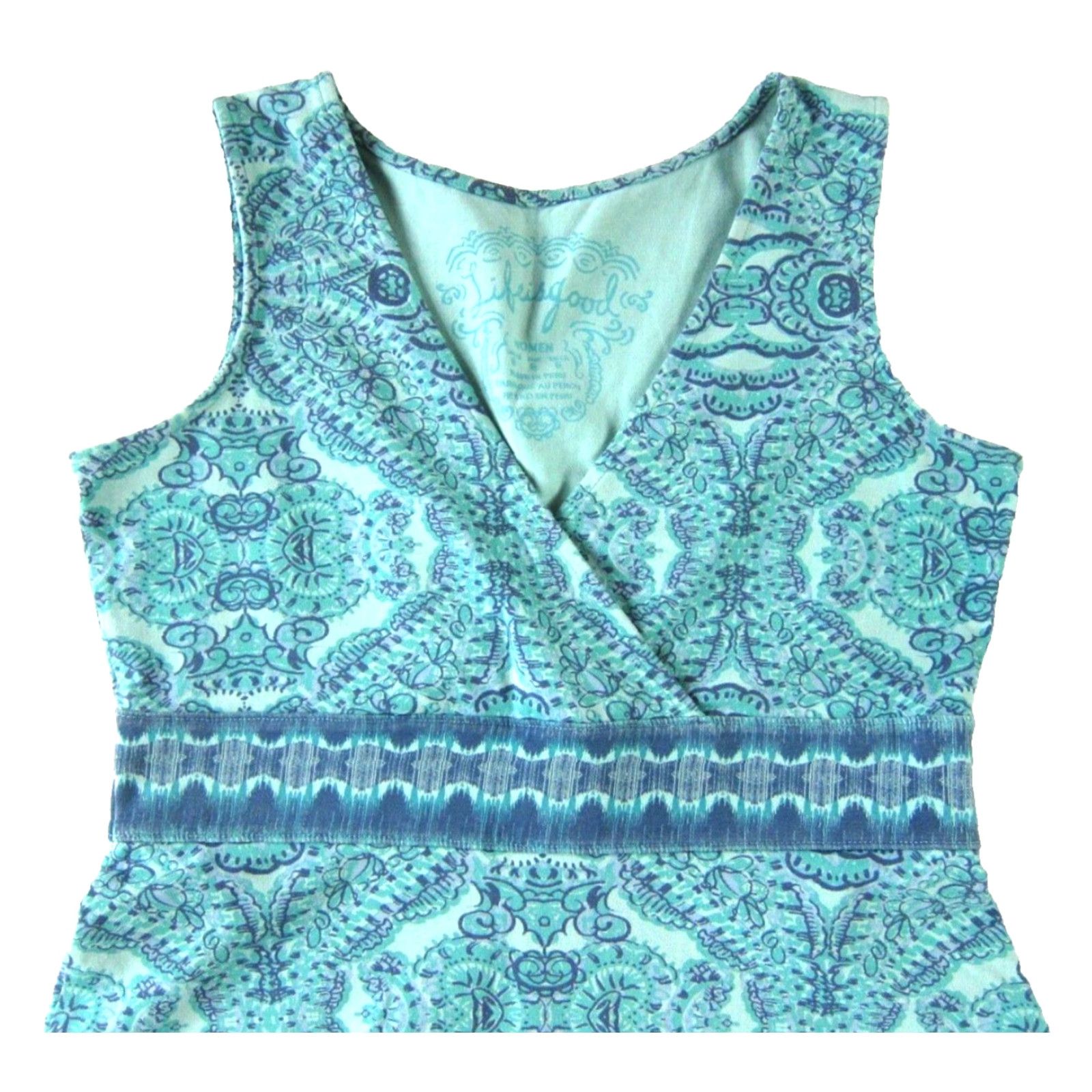 Life is Good Life Is Good Blue Floral Paisley Stretch Sleeveless V-Neck Sheath Tank Dress 6 Size M / US 6-8 / IT 42-44 - 4 Thumbnail