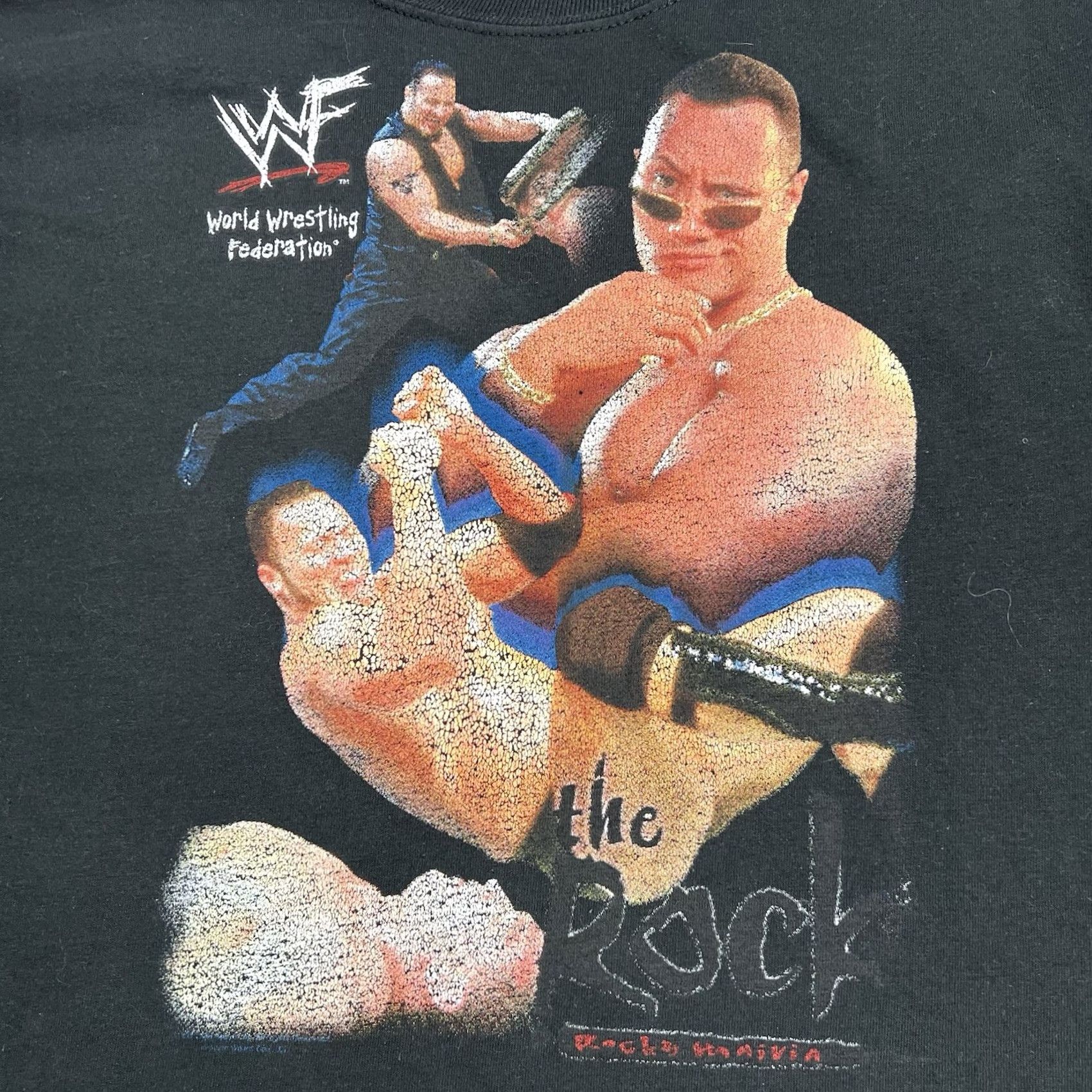 Jerzees VINTAGE WWF The Rock Shirt Adult XL 90s 1999 Wrestling Black Short Sleeve Flaw Size US XL / EU 56 / 4 - 3 Thumbnail