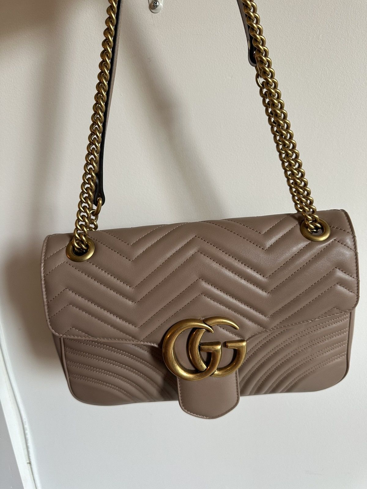 Gucci GUCCI GG Marmont Large Matelassé Shoulder Bag – Taupe Size ONE SIZE - 7 Thumbnail