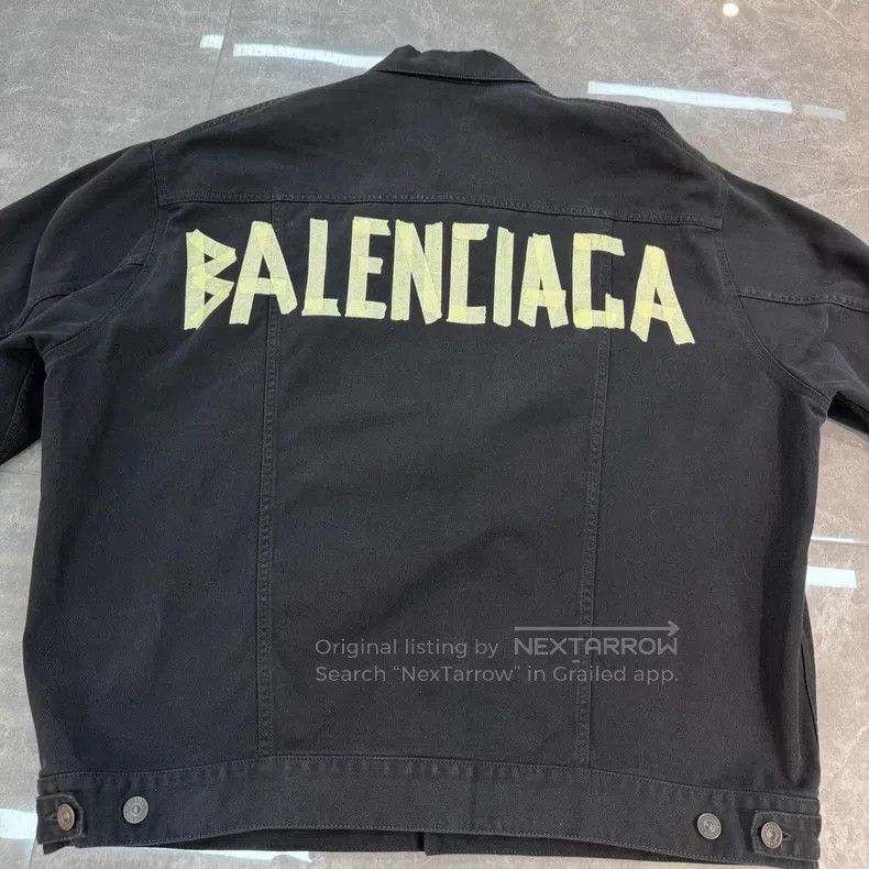 Balenciaga Balenciaga Black back tape denim jacket Size US M / EU 48-50 / 2 - 1 Thumbnail