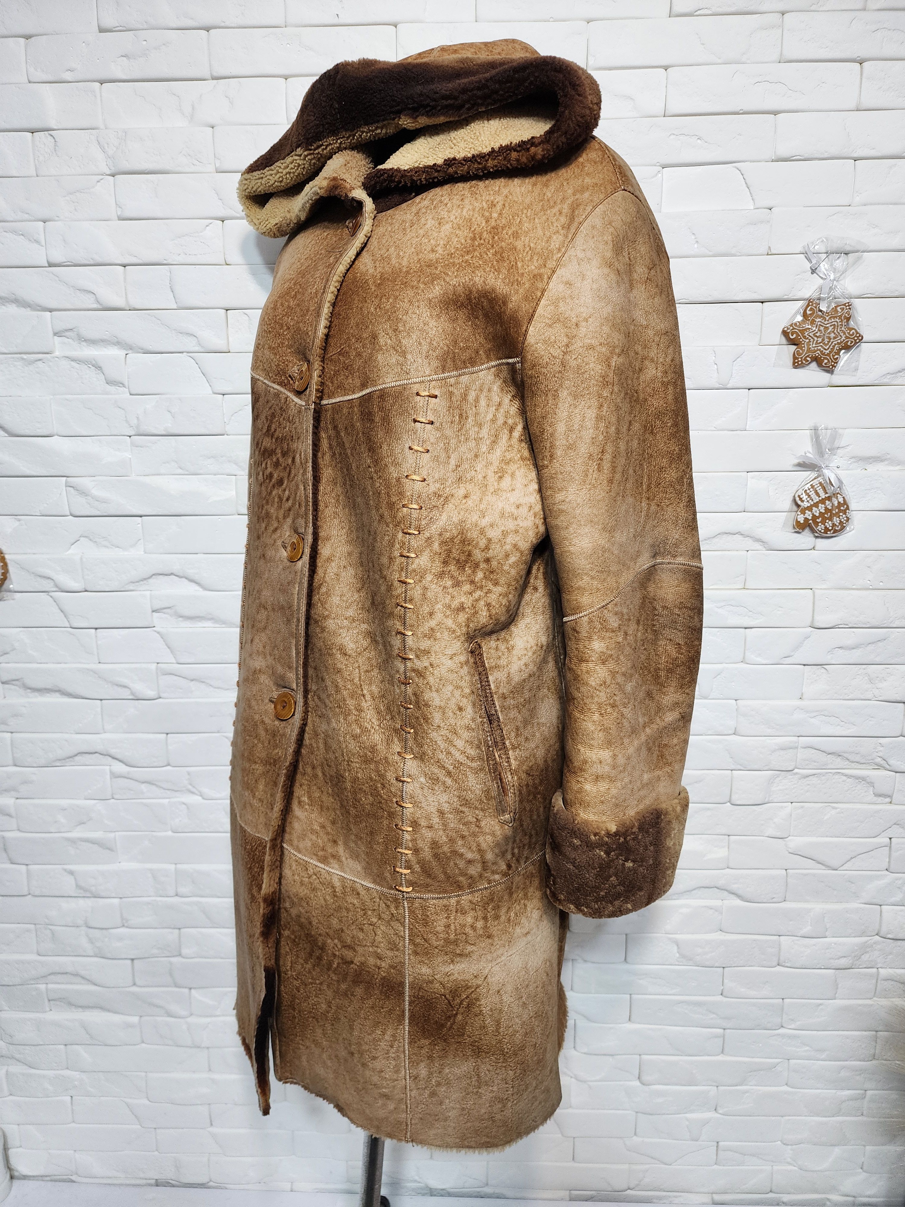 Furla Women's Brown Sheepskin Coat: Genuine Fur Hood Size XL / US 12-14 / IT 48-50 - 2 Thumbnail