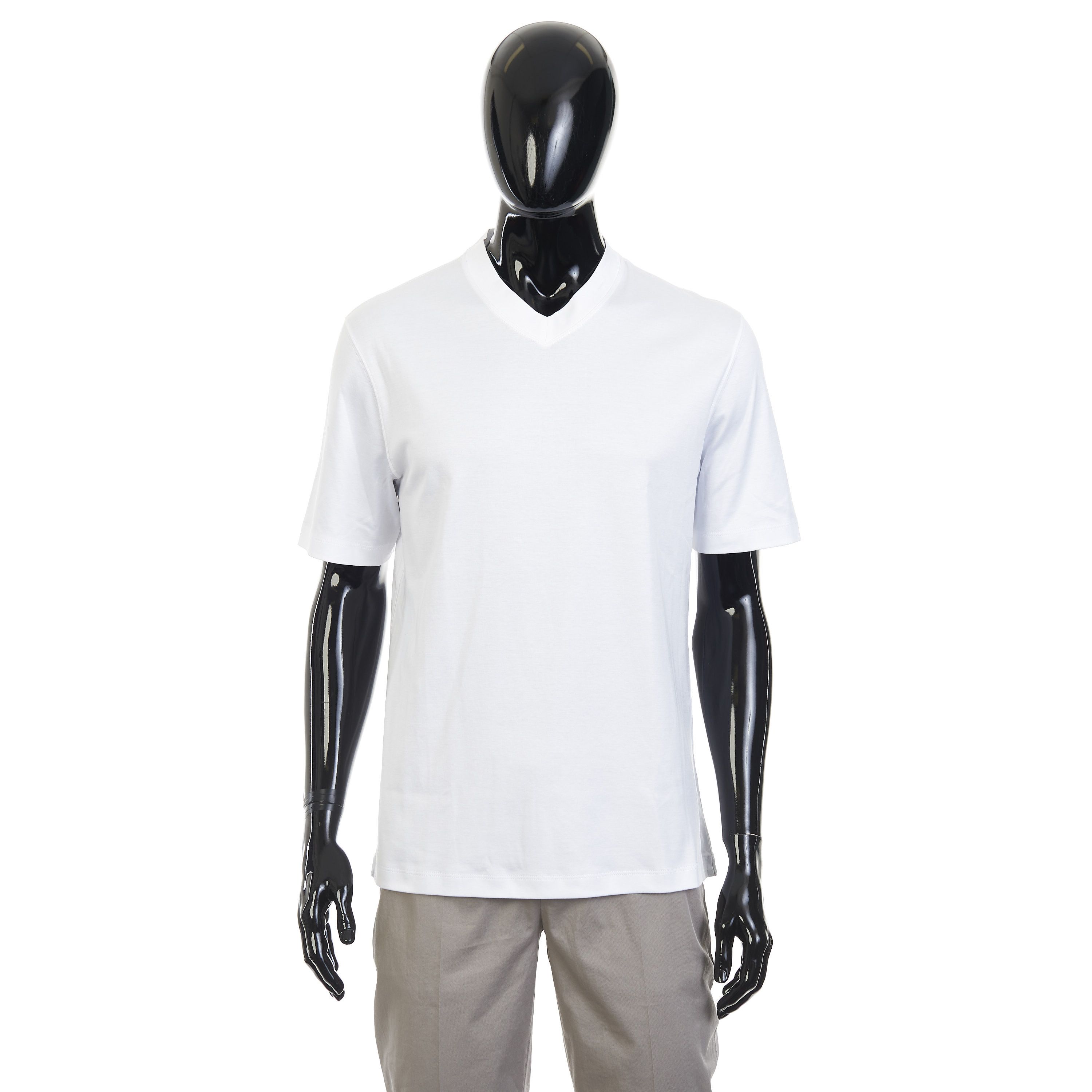 Brunello Cucinelli White Cotton Jersey V-Neck Tshirt Size 3XL Size US XXL / EU 58 / 5 - 1 Thumbnail