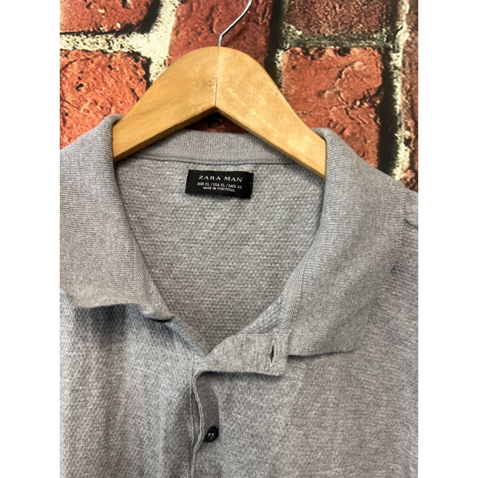 Zara Zara Polo Shirt Mens XL Gray 100% Cotton Short Sleeve Striped Collared Polo Shirt Mens XL Gray Cotton Shirt Size US XL / EU 56 / 4 - 2 Thumbnail