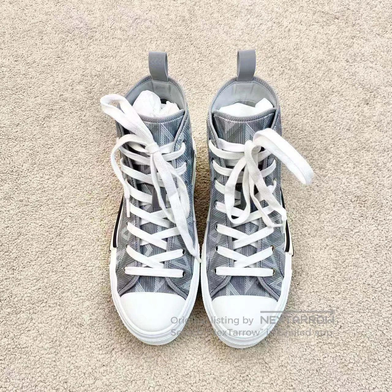Dior Dior B23 leather brand logo diamond checkered high-top can Size US 7.5 / IT 37.5 - 3 Thumbnail