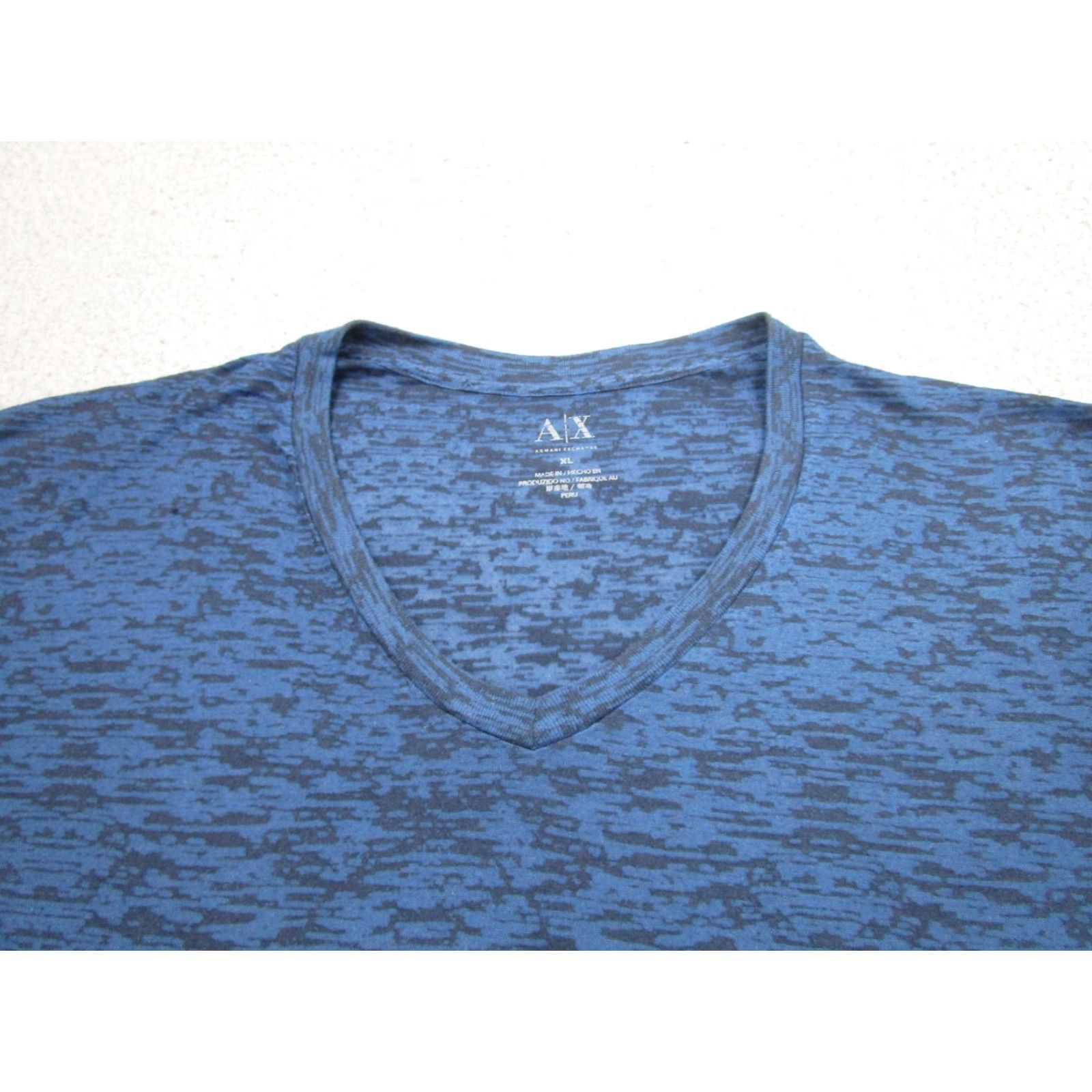 Armani Exchange Armani Exchange Shirt Mens XL Blue Black V Neck Tagless Burnout Tee Graphic Size US XL / EU 56 / 4 - 2 Thumbnail