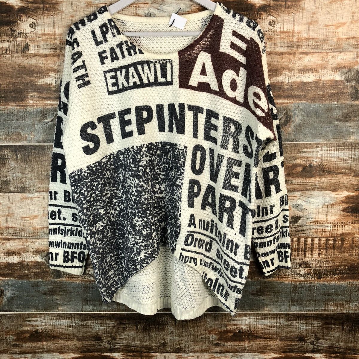 Homespun Knitwear × Japanese Brand Japan vintage White Full Print Knitwear #A1696 Size L / US 10 / IT 46 - 3 Thumbnail