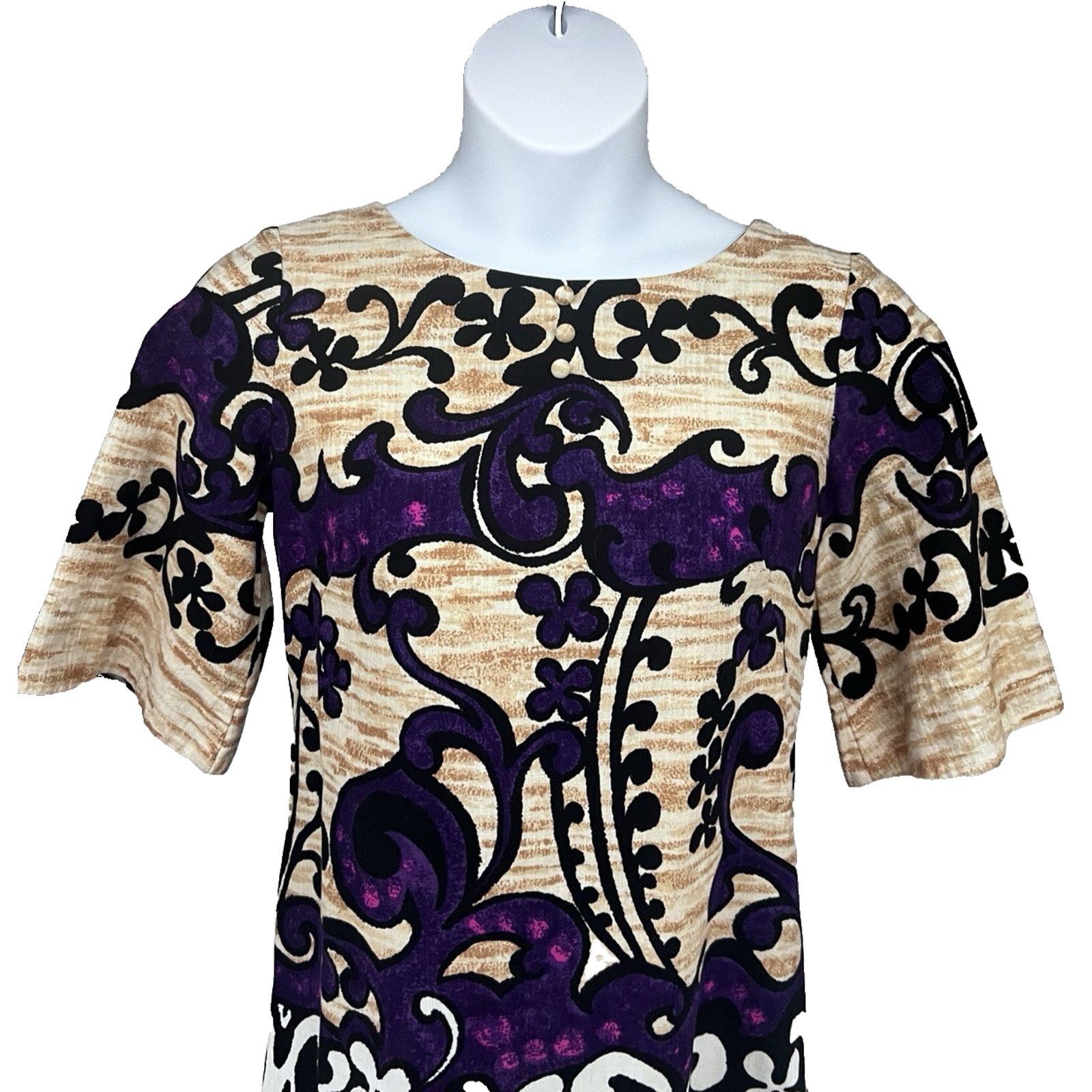 Vintage Vintage Floral Hawaiian Muumuu Midi Barkcloth Dress Medium Size M / US 6-8 / IT 42-44 - 4 Thumbnail