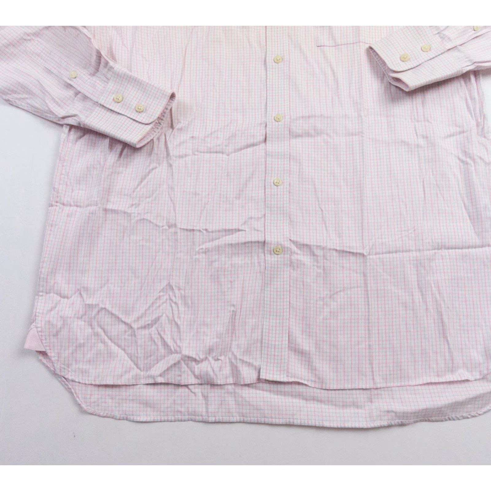 Pinko Thomas Pink Shirt Mens 16/36.5 Button-Up Long Sleeve Dress Shirt Pink Cotton Check Traveller Mens Size 42R - 3 Thumbnail