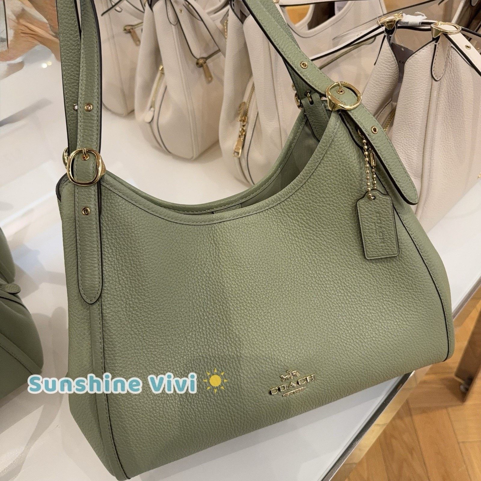 Coach NWT Coach Erin Shoulder Bag Leather CAQ86 Gold/Pistachio Size ONE SIZE - 5 Thumbnail