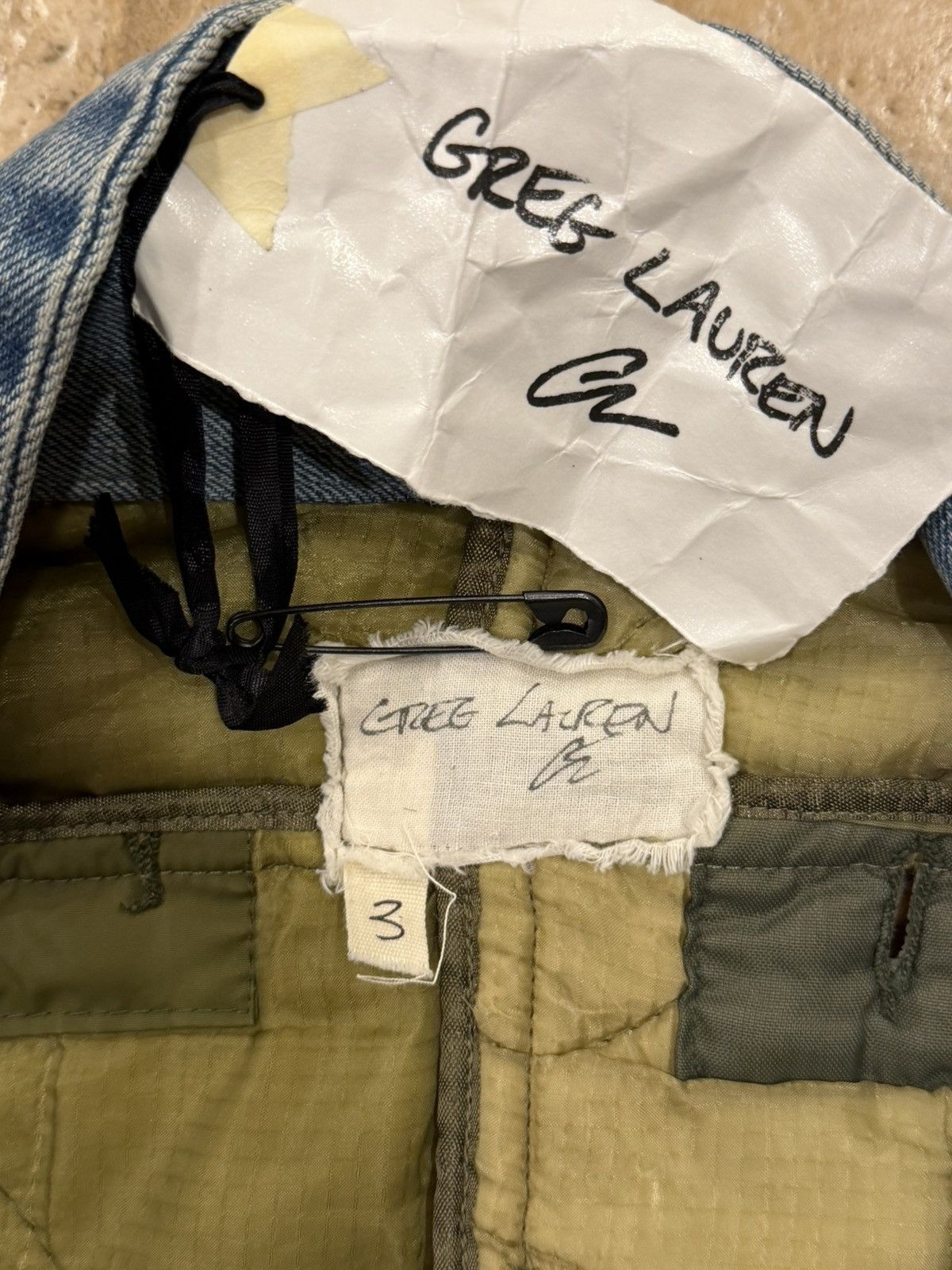Greg Lauren Greg Lauren Kimono Green Quilt / Blue Denim Distress Jacket Size US L / EU 52-54 / 3 - 11 Thumbnail