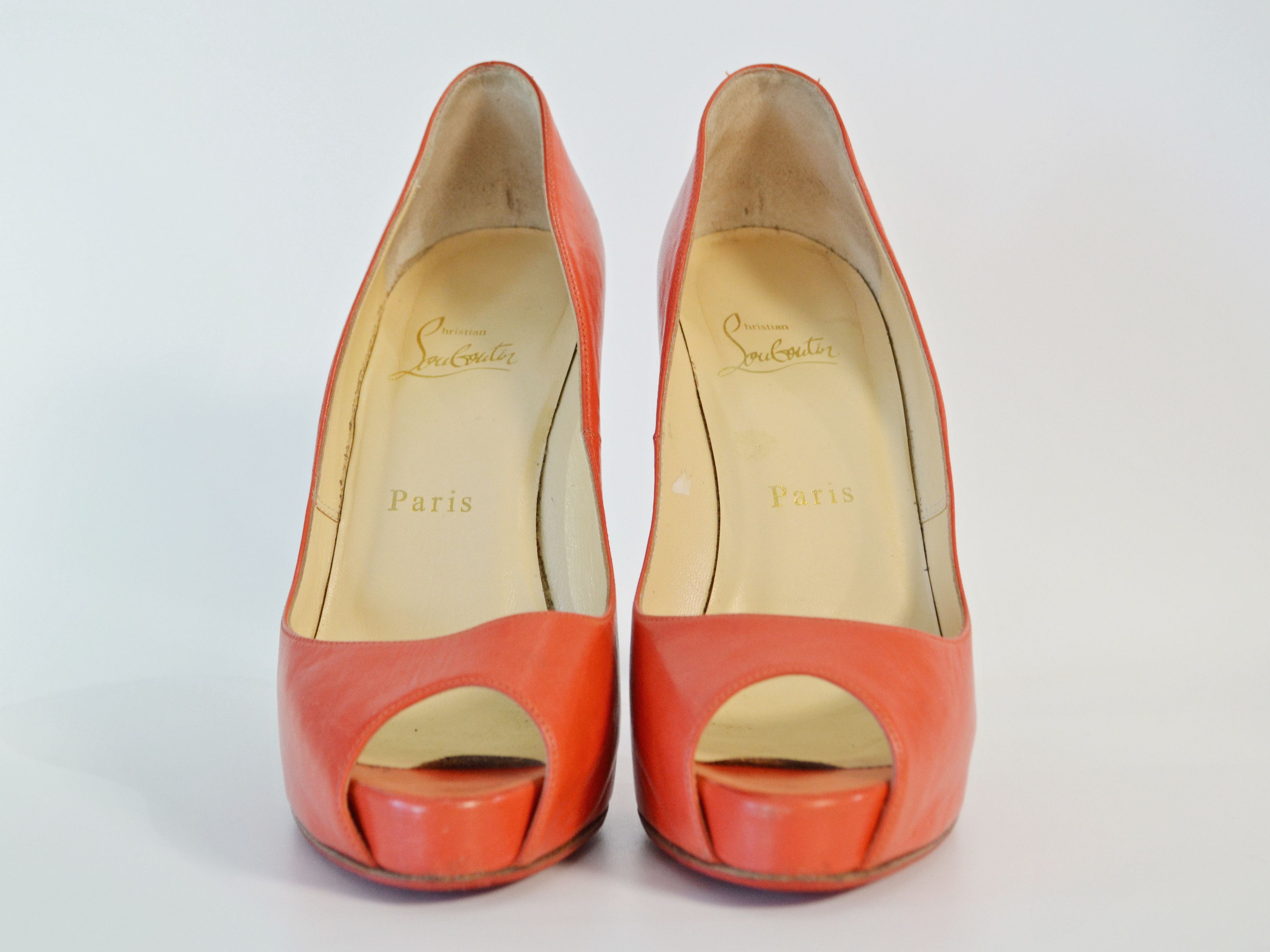 Christian Louboutin Christian Louboutin Red Leather Peep Toe Pumps 37 Size US 6 / IT 36 - 5 Thumbnail