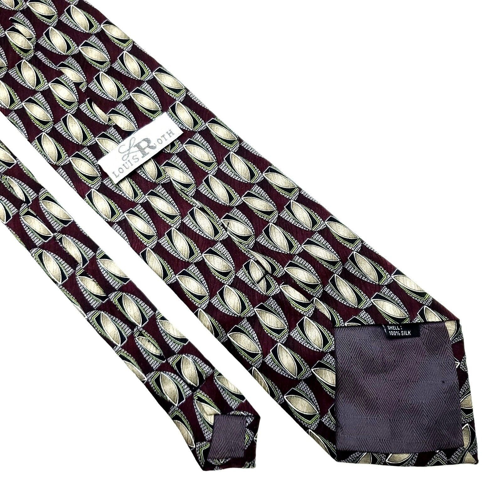 Vintage Louis Roth Silk Tie Brown Print Wide Geometric Size ONE SIZE - 3 Thumbnail