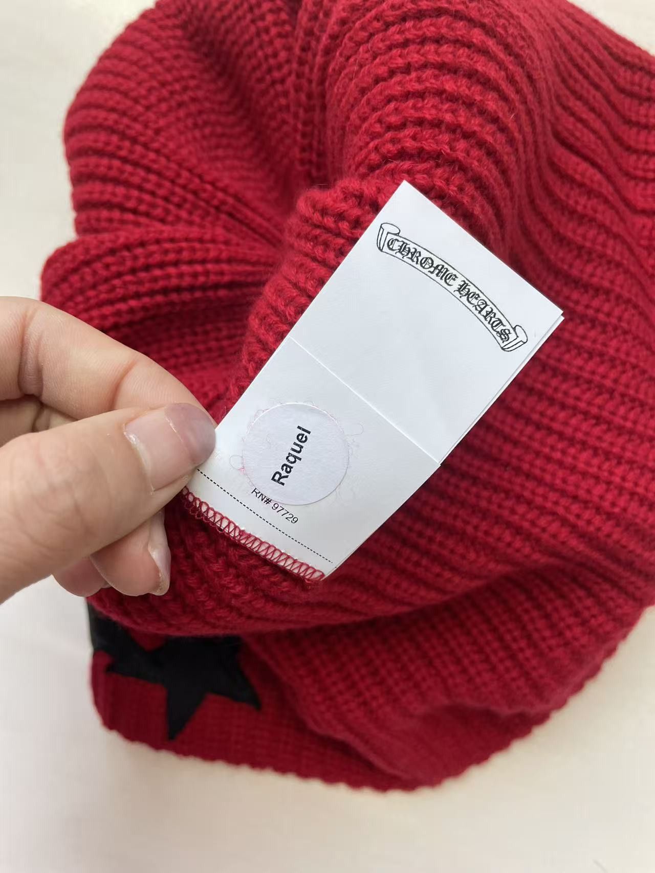 Chrome Hearts Chrome Hearts Red Cashmere Star Leather Patch Beanie Size ONE SIZE - 8 Thumbnail