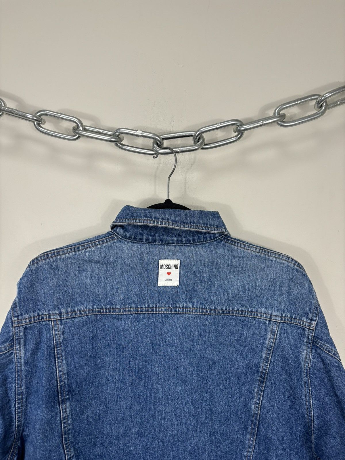 Moschino Vintage Moschino Women’s 90s Blue Boxy Fit Denim Jacket Size M / US 6-8 / IT 42-44 - 16 Thumbnail