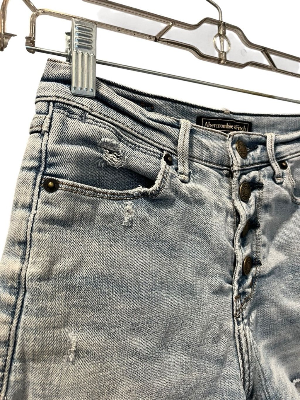 Abercrombie & Fitch Abercrombie Distressed Denim Shorts Blue Button Fly Size 24 Size 25" / US 0 / IT 36 - 4 Thumbnail