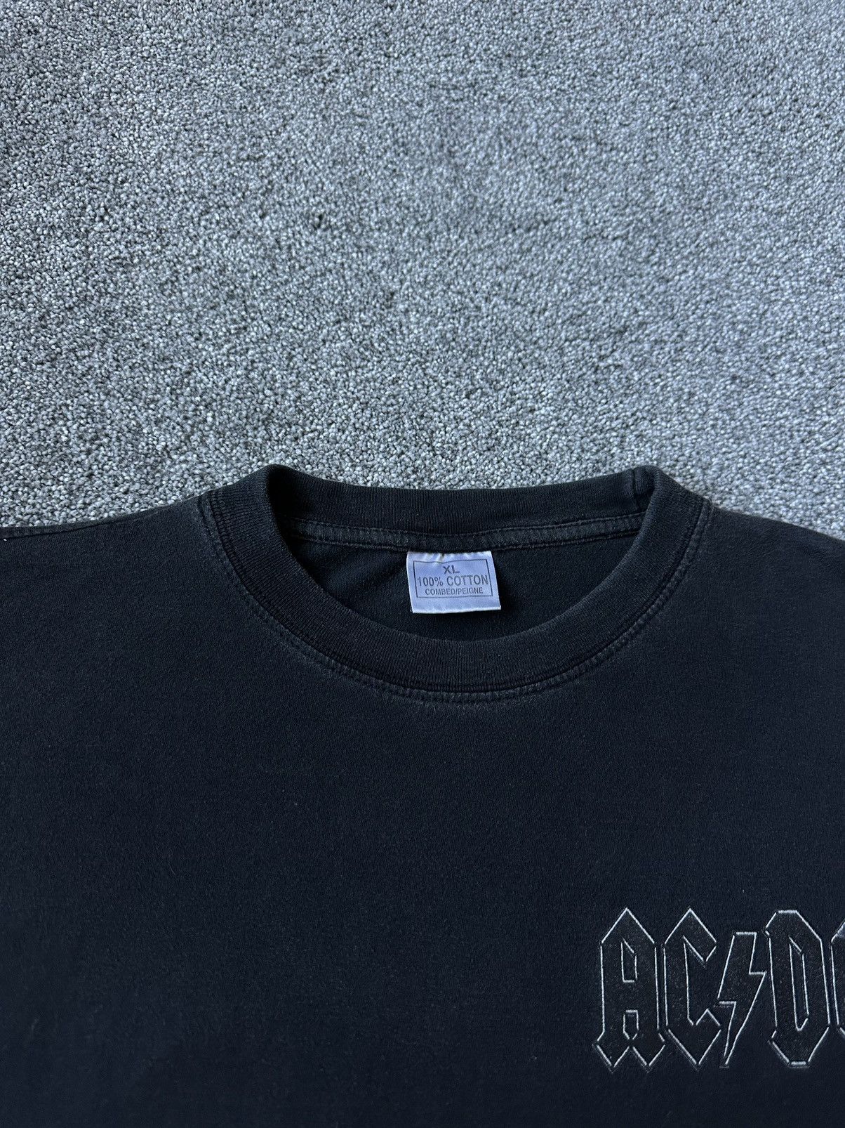 Vintage AC/DC T-Shirt Black Rock Band Tee Large Back Logo Cl