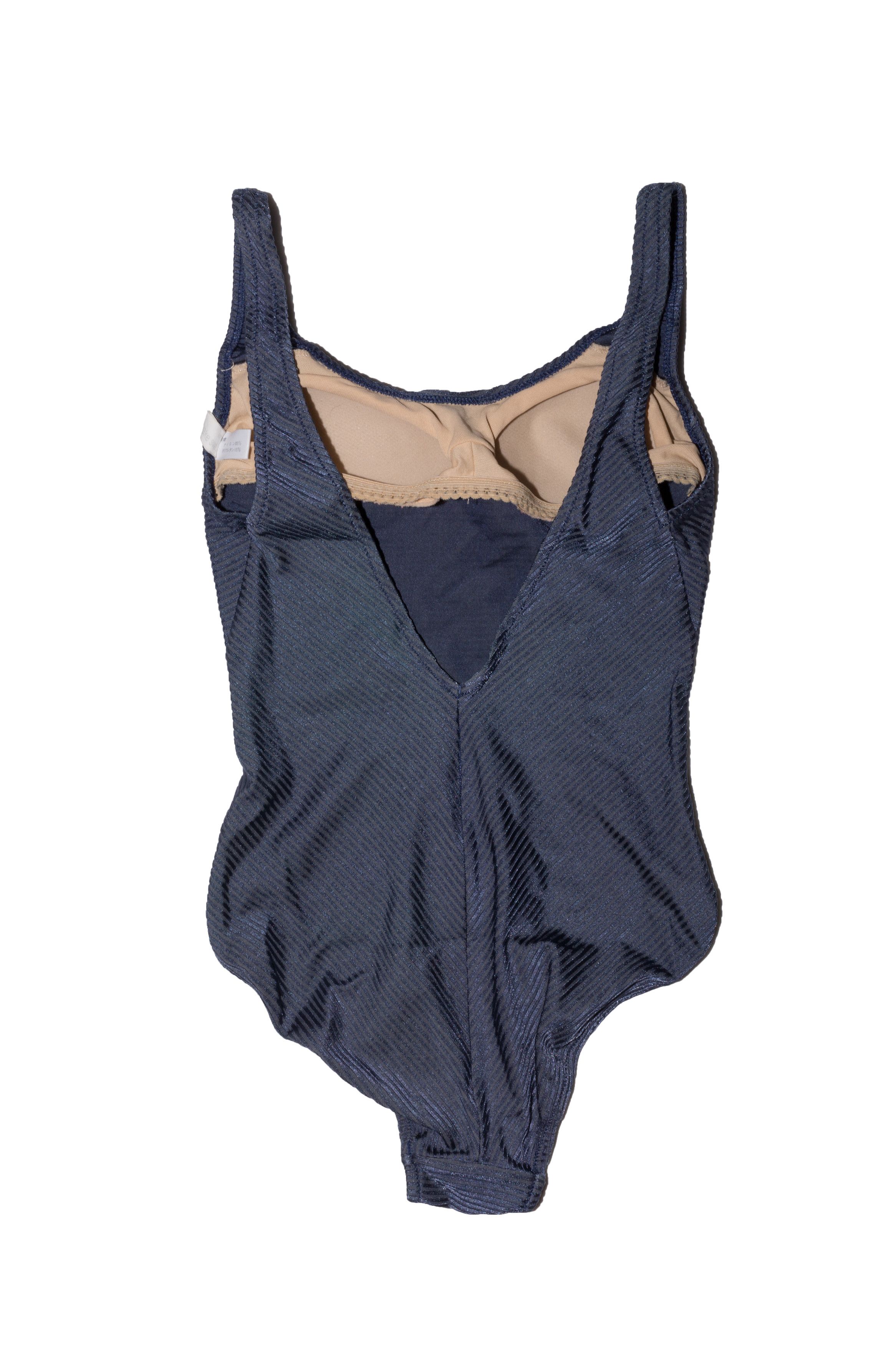 Issey Miyake RIB PLEATED BLUE SWIMSUIT Size ONE SIZE - 3 Thumbnail