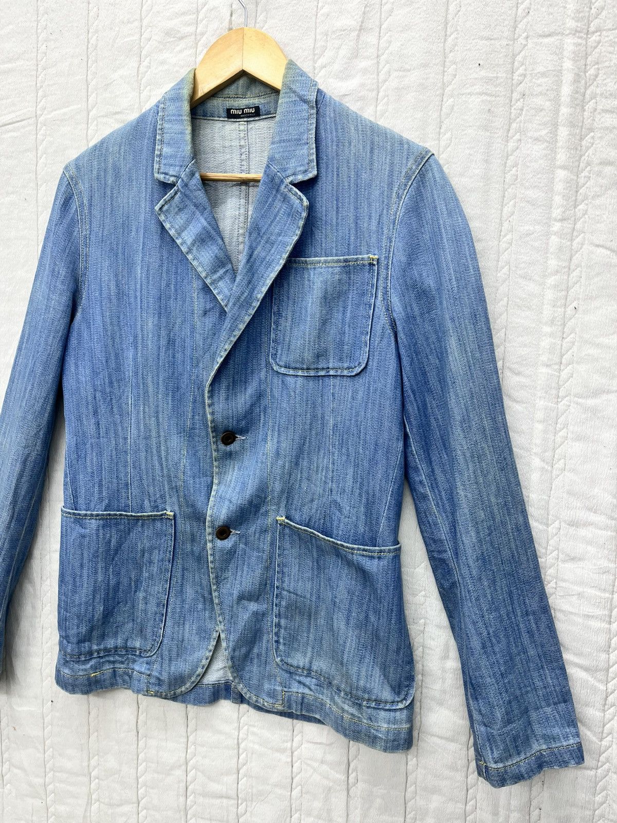 Miu Miu OFFERS🔥MIU MIU BROKEN TWILL DENIM BLAZER JACKET Size US S / EU 44-46 / 1 - 3 Thumbnail