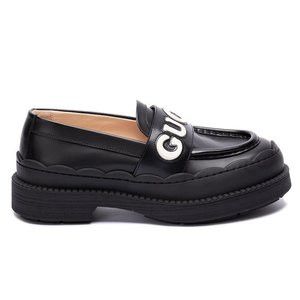 Gucci Leather Platform Loafer Shoes with white Gucci Logo Size US 7 / IT 37 - 1 Thumbnail
