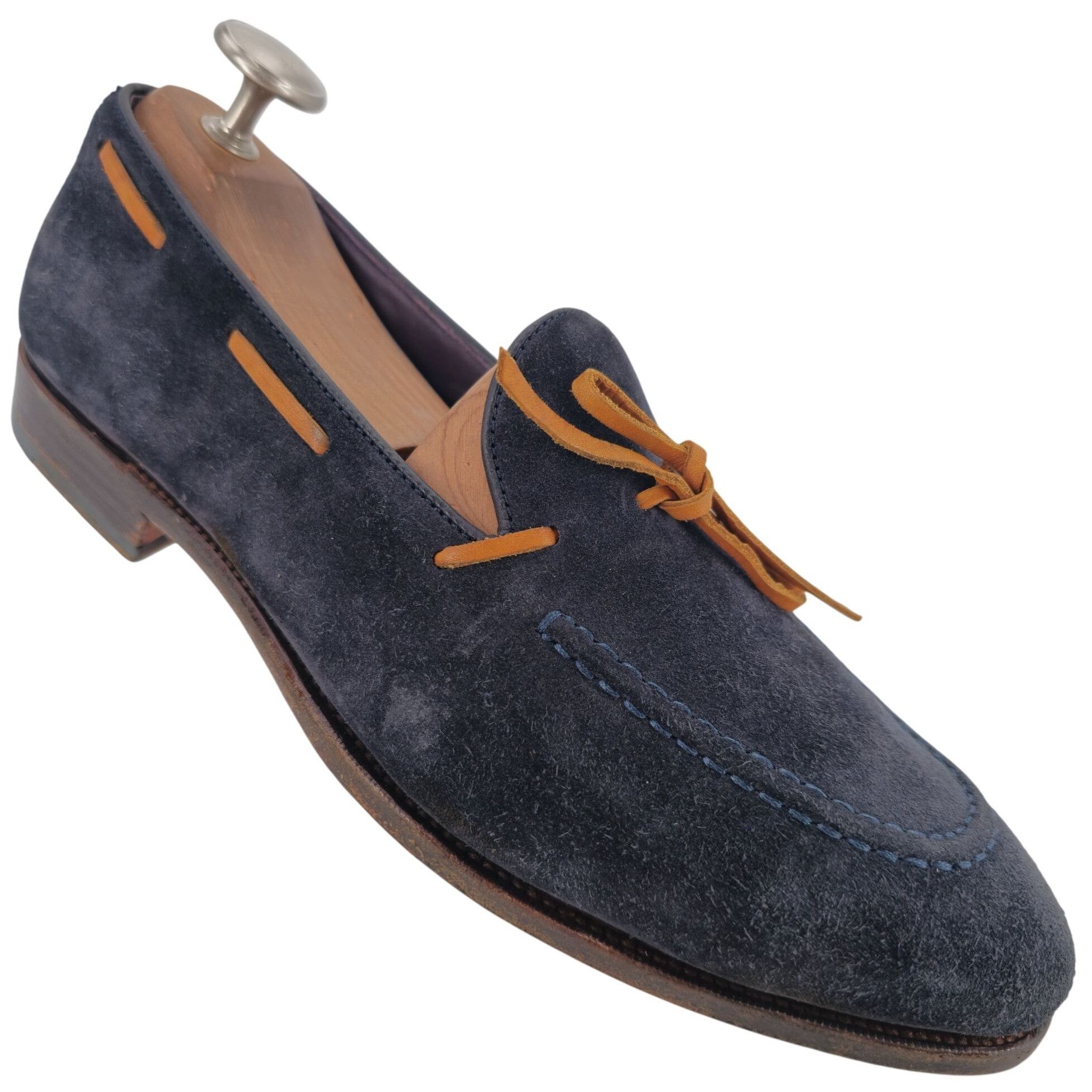 Carmina Carmina Shoemaker Mens 10 Navy Blue Suede Dress Shoes Loafer Size US 10 / EU 43 - 2 Thumbnail