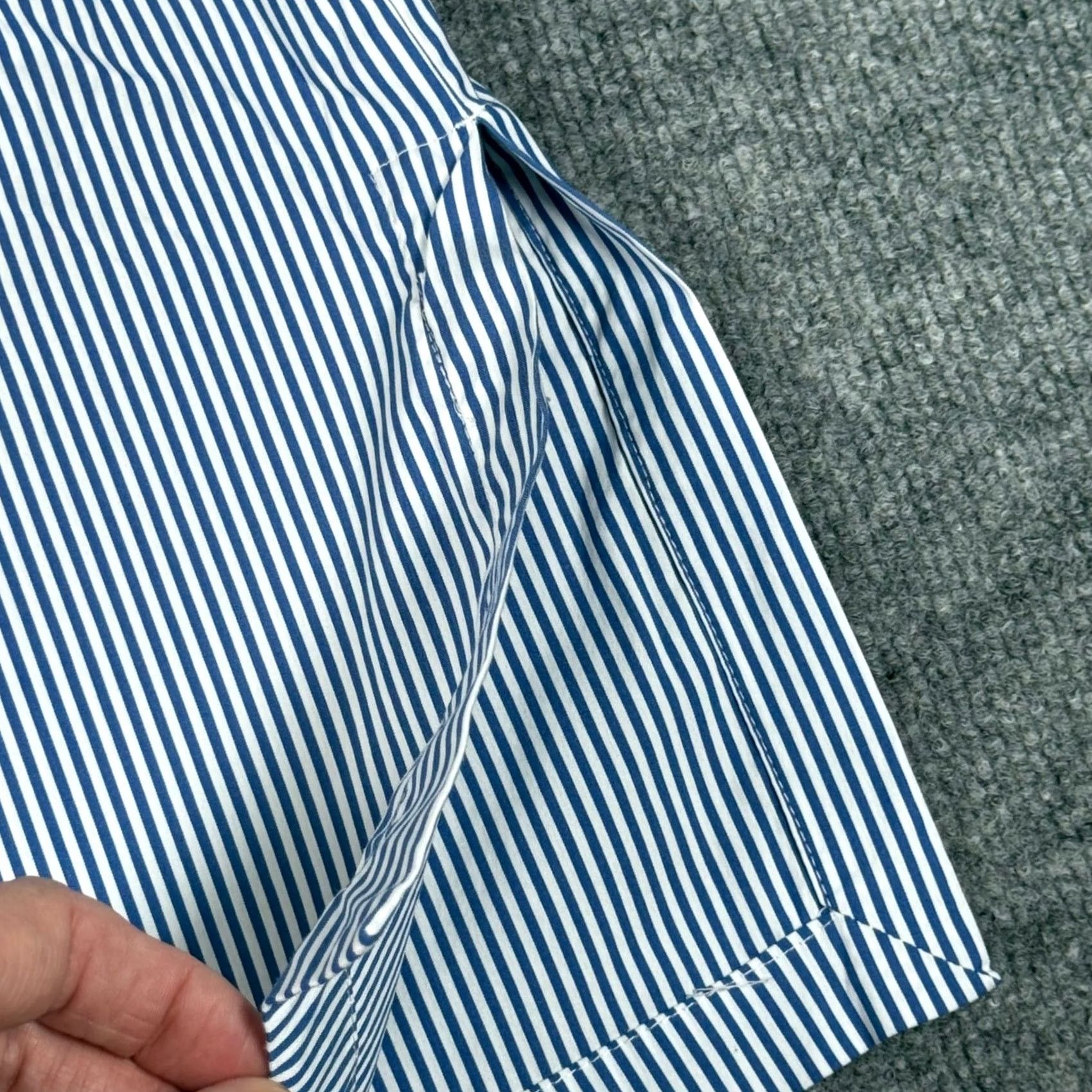 Vintage Chicos Tunic Button-Up Shirt Womens Blue Striped Ruffle Front Classic Office 16/18 XL XS? Size XS / US 0-2 / IT 36-38 - 7 Thumbnail