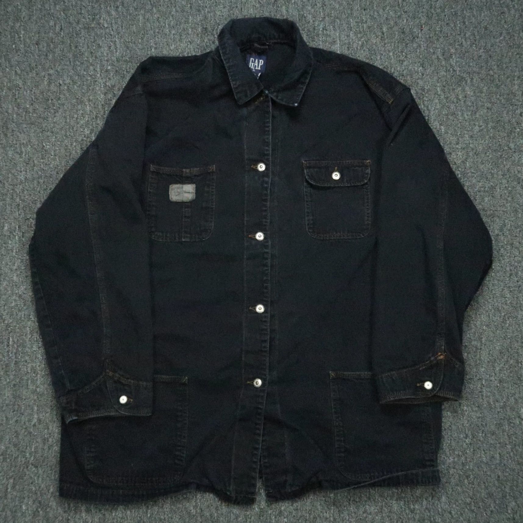 Gap VINTAGE Gap Jacket Mens XL Blue Denim Chore Field Coat Overcoat Long Coat Pockets Winter Fall 90s Mens Size US XL / EU 56 / 4 - 2 Thumbnail
