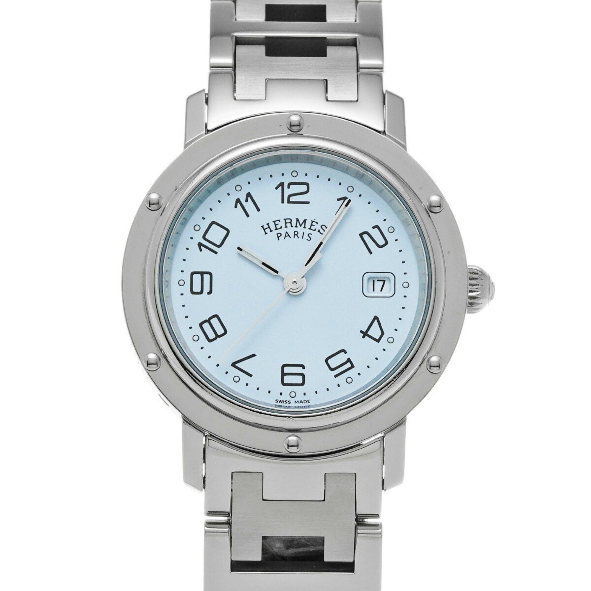 image of Hermes Clipper Nacle Cl6.410 Ladies Ss Watch Quartz White Dial, Women's