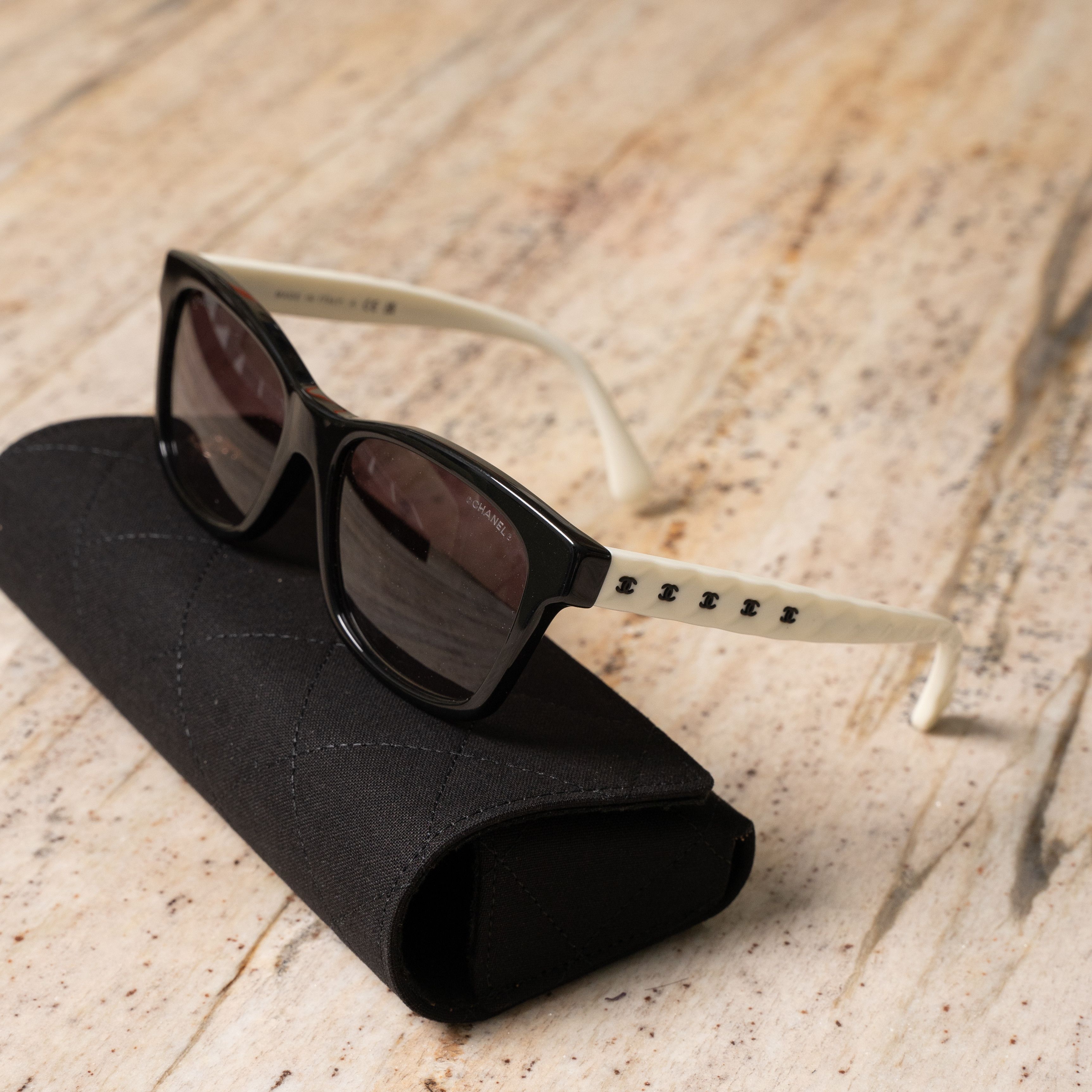 Chanel CHANEL 0CH5484 1656S6 Sunglasses BLACK/WHITE Size ONE SIZE - 1 Thumbnail